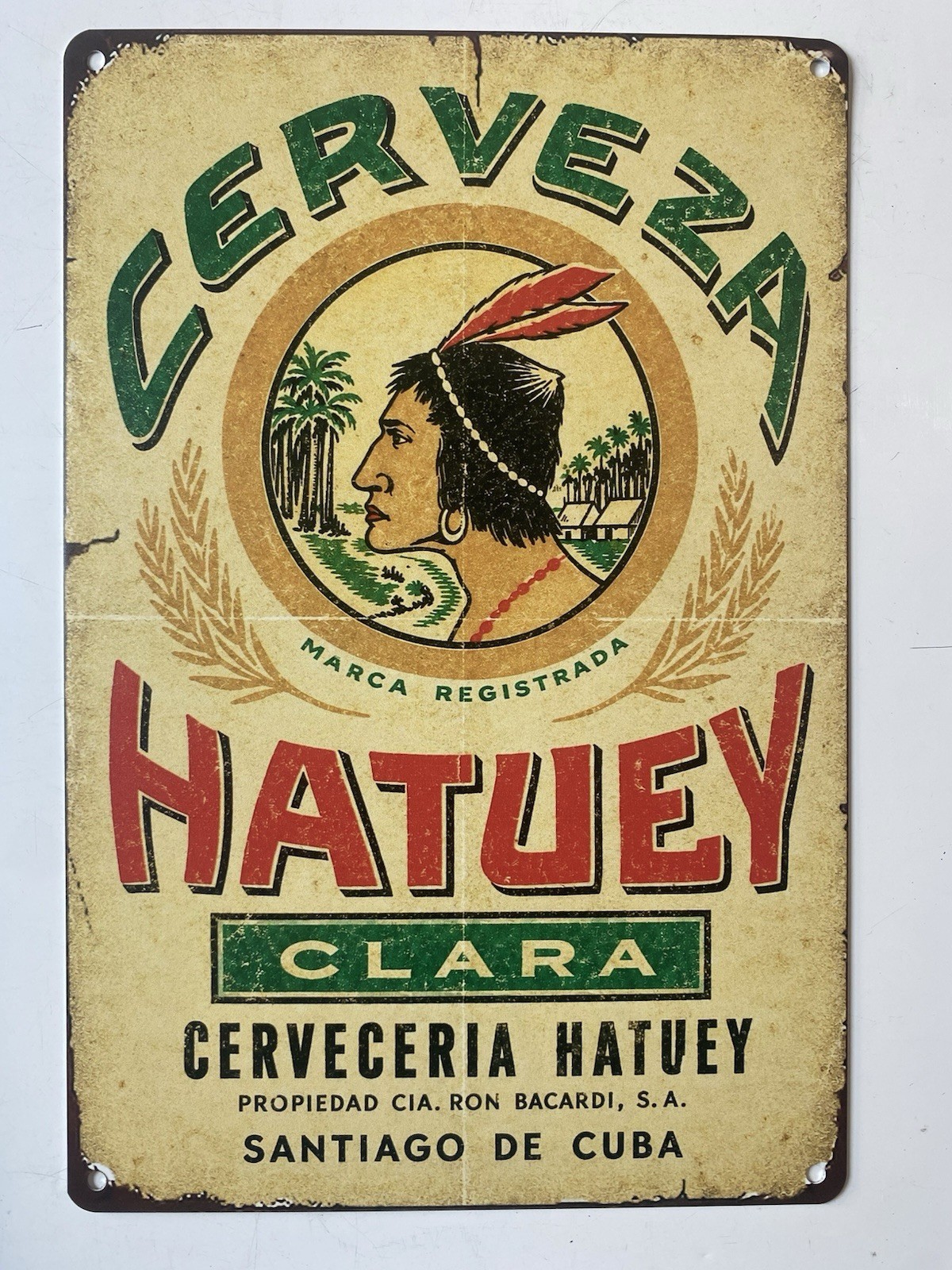 Cerveza Hatuey Clara Beer Sign - Cerveceria Hatuey - Santiago De Cuba