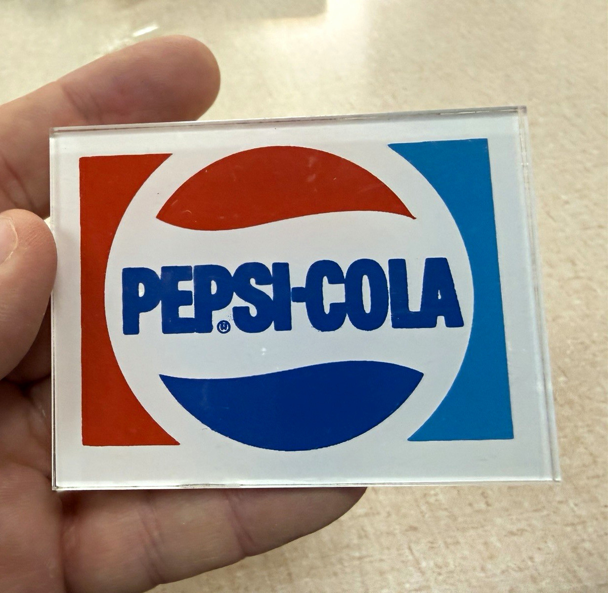 Vintage 1970s Pepsi-Cola Acrylic Vending Machine Logo Insert Great Condition