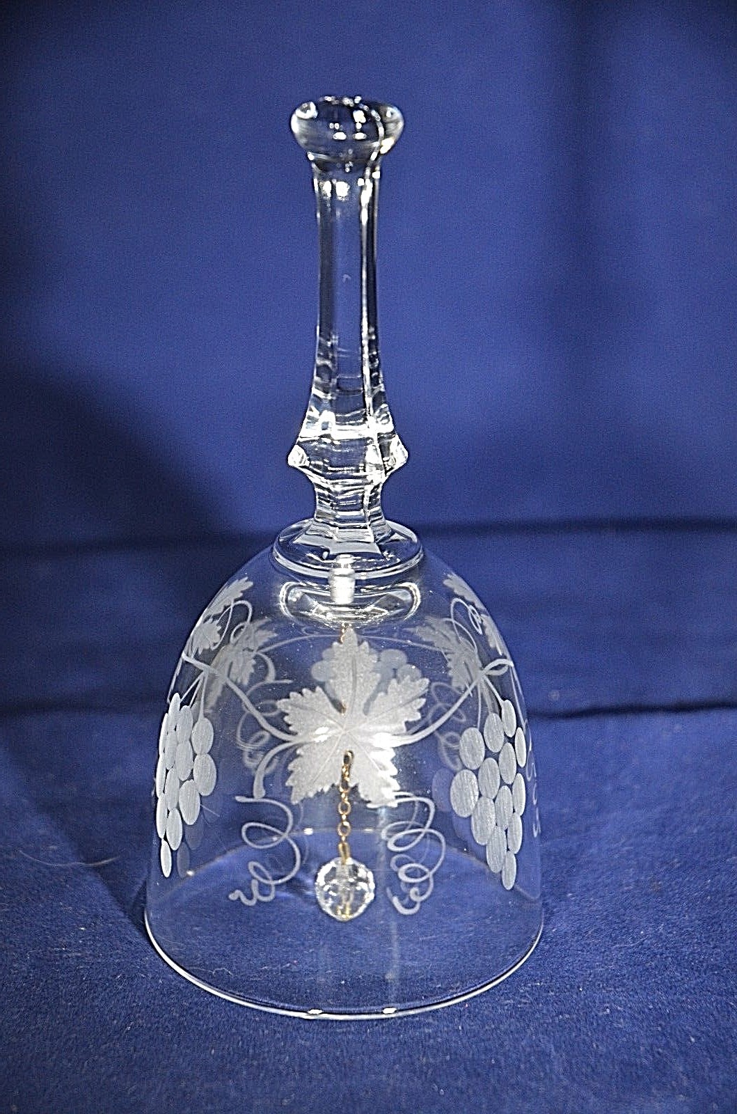 Crystal Bell Etched Grapes with leaves vines Pattern 6 1/8 Crystal Bell Etched Grapes with leaves vines Pattern 6 1/8