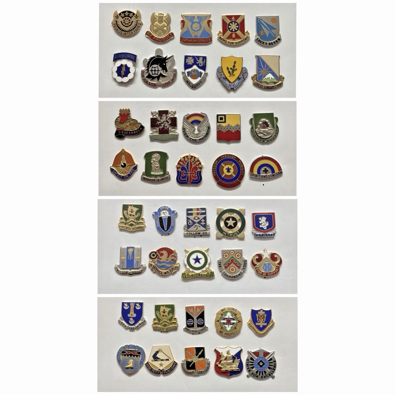 Vintage Lot Of 410 US Army DI DUI Unit Crest Pins SB CB PB