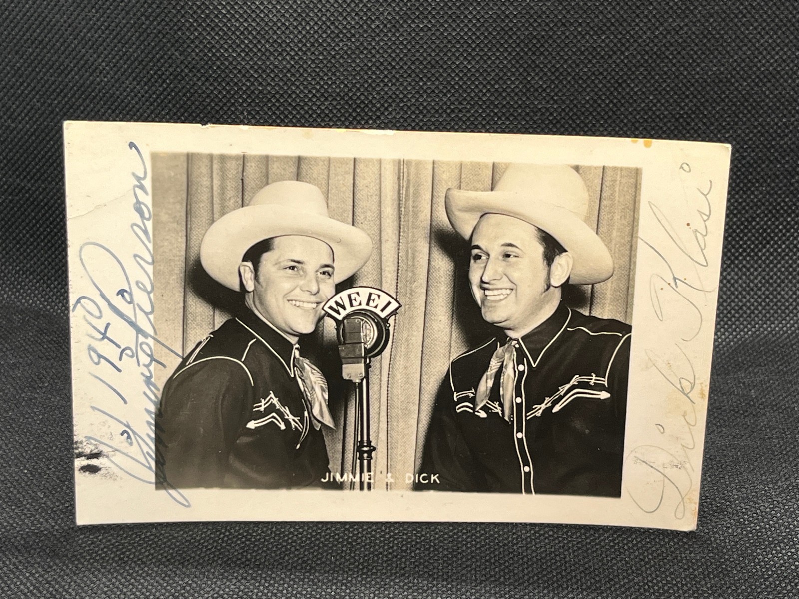 RPPC COUNTRY WESTERN JIMMY & JACK SIGNED1940 JIMMIE PIERSON & JACK KLASI WEEI RPPC COUNTRY WESTERN JIMMY & JACK SIGNED1940 JIMMIE PIERSON & JACK KLASI WEEI