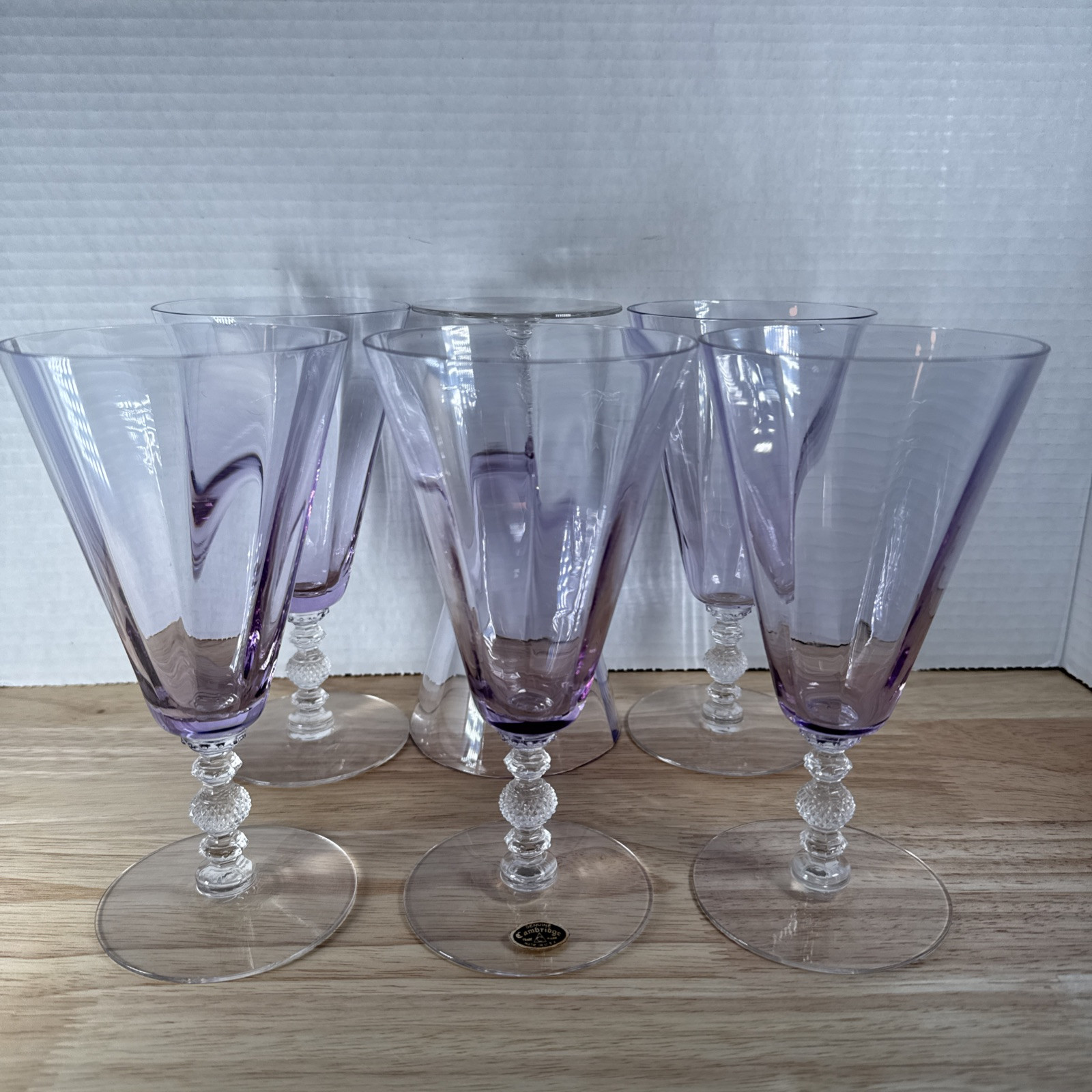 6 Rare Cambridge Champagne/Sherbet Heatherbloom/Lavender Set 6.5” inch Tall