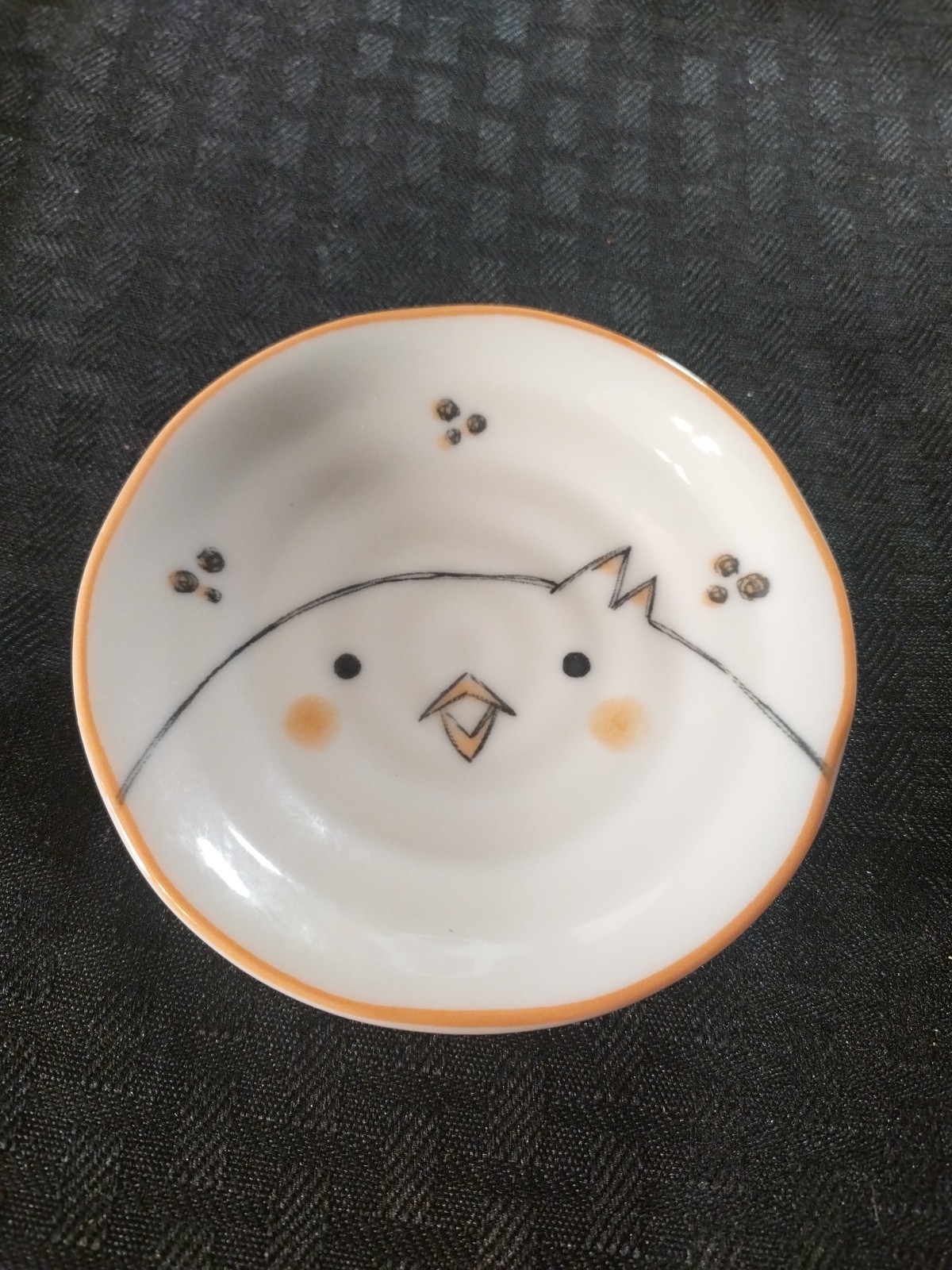 Kanemi Chick Plate Kotobuki Japan Ceramic Bird Dish 4\
