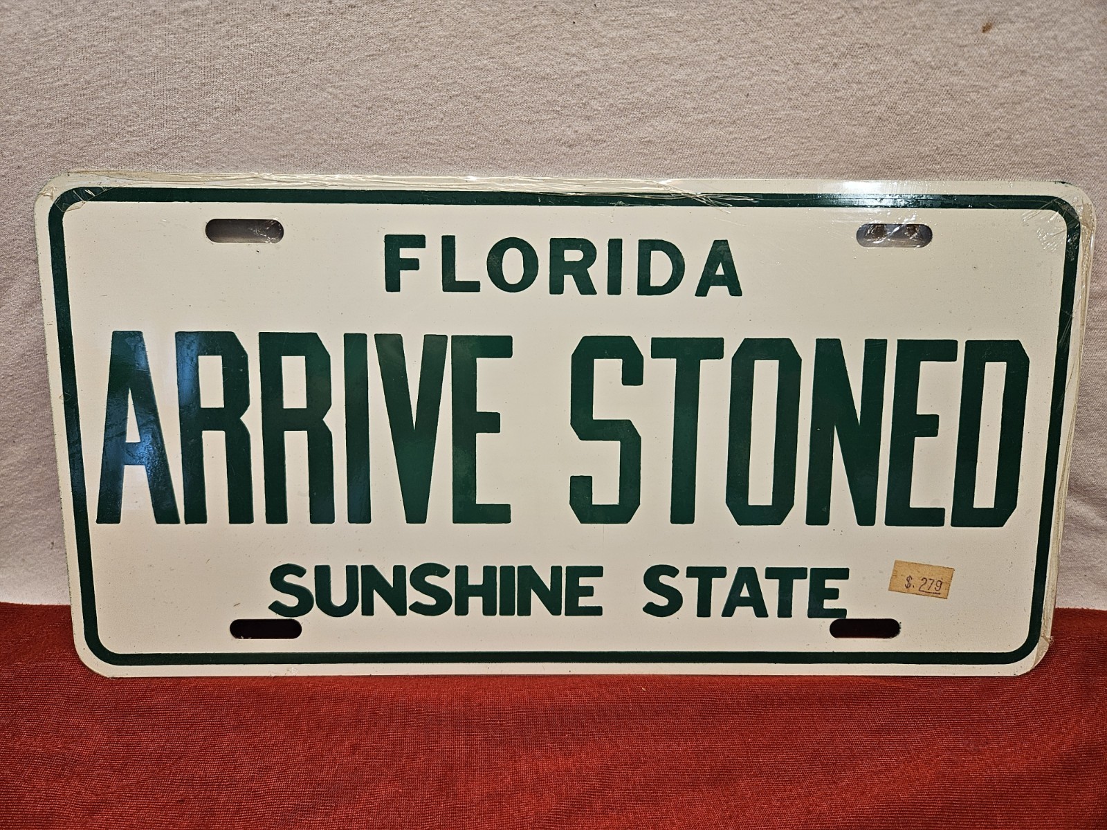 NOS Vtg Original 1980s Arrive Stoned Florida License Plate Aluminum Tag Sealed NOS Vtg Original 1980s Arrive Stoned Florida License Plate Aluminum Tag Sealed