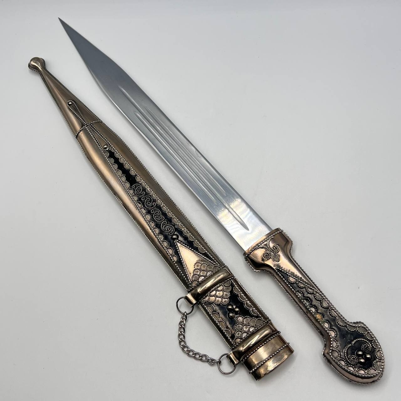 Vintage Kubachi Caucasus Decorative Dagger Sword Filigree Enamel Steel Souvenir