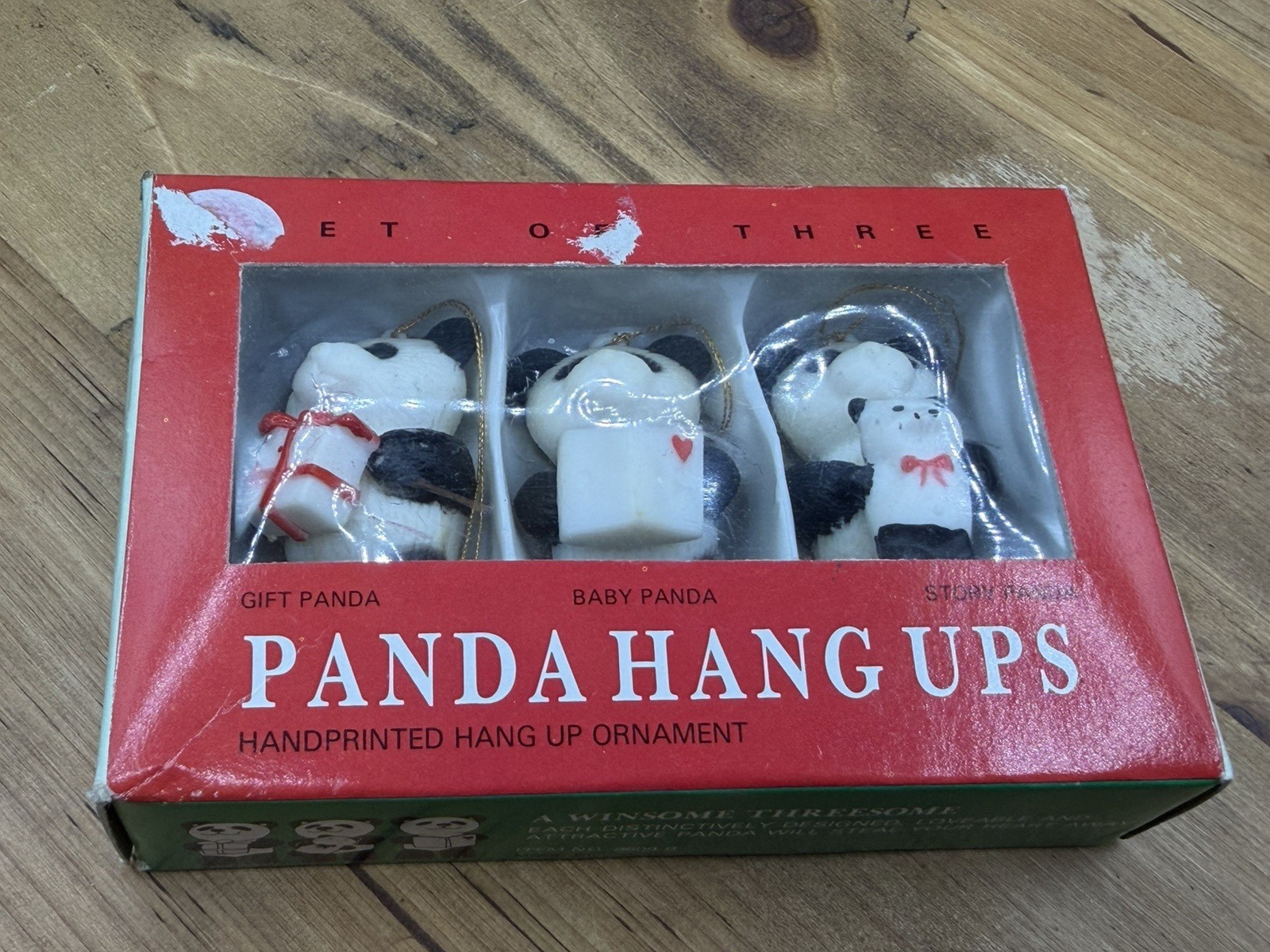 VTG Panda Hang Ups Set of 3 Christmas Ornaments VTG Panda Hang Ups Set of 3 Christmas Ornaments