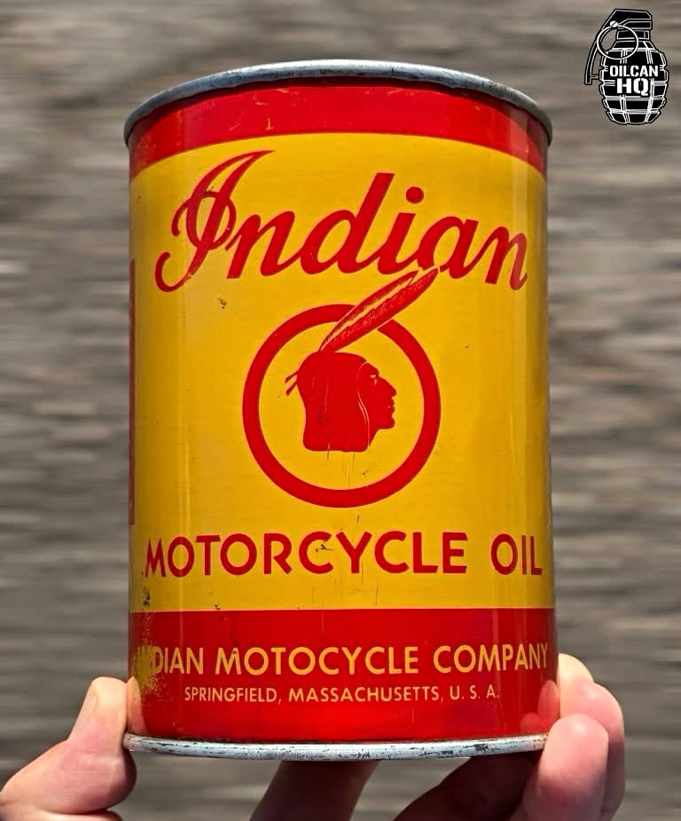 Full Vintage Indian Motorcycle Quart Oil Can Springfield Original Full Vintage Indian Motorcycle Quart Oil Can Springfield Original