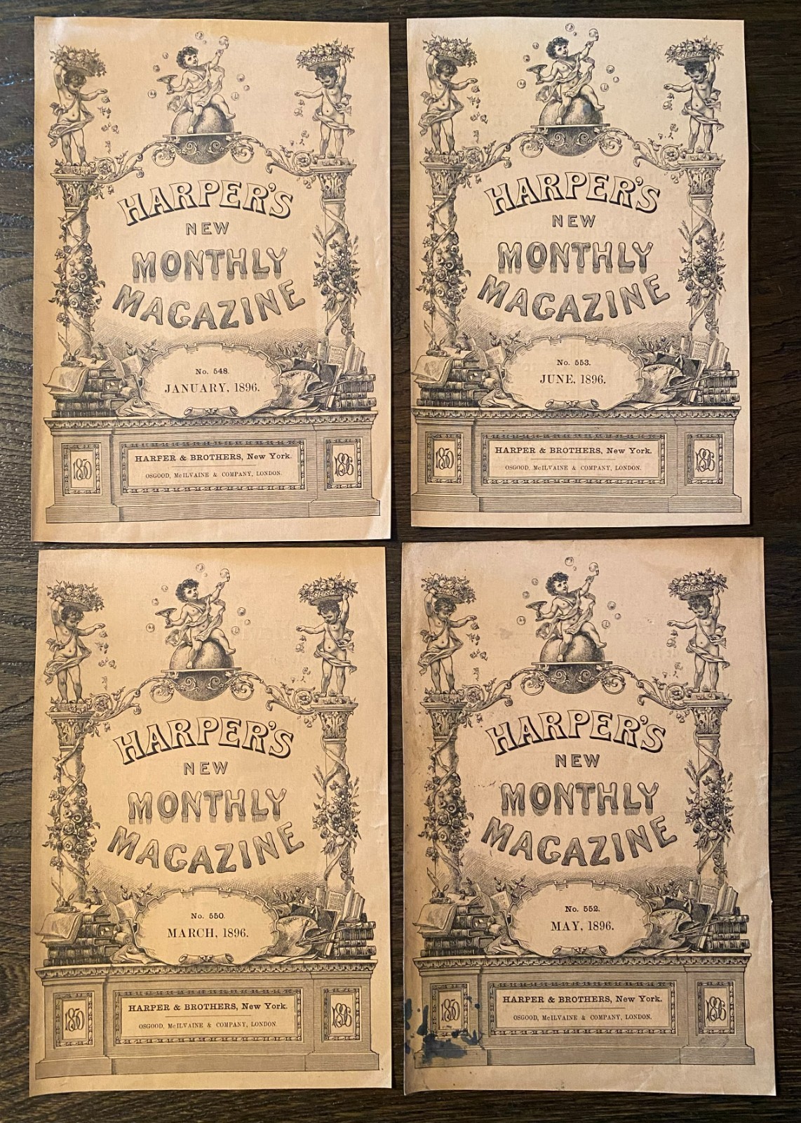 Antique1896 HARPER'S Magazine COVERS ONLY Vtg Victorian Art Nouveau Ephemera Lot