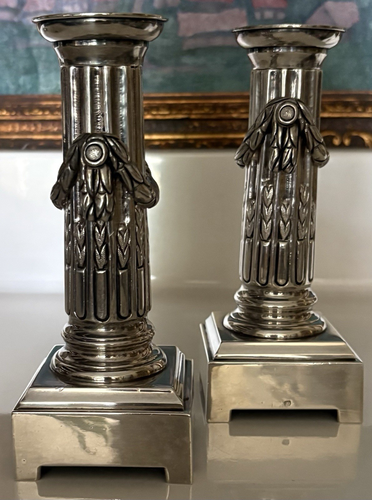 Pair Of French Neoclassical Style 6.5” Candlesticks 