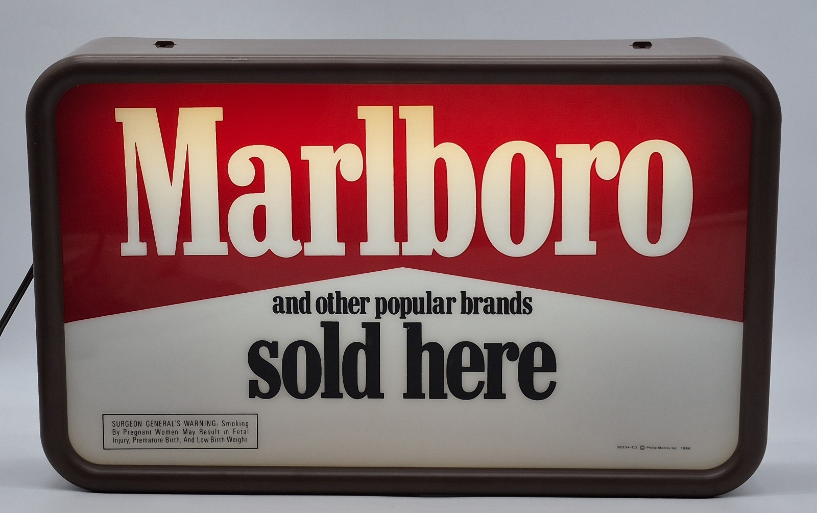 Vintage Marlboro Philip Morris Light Up Sign Open Closed Tested Clean 1986 USA
