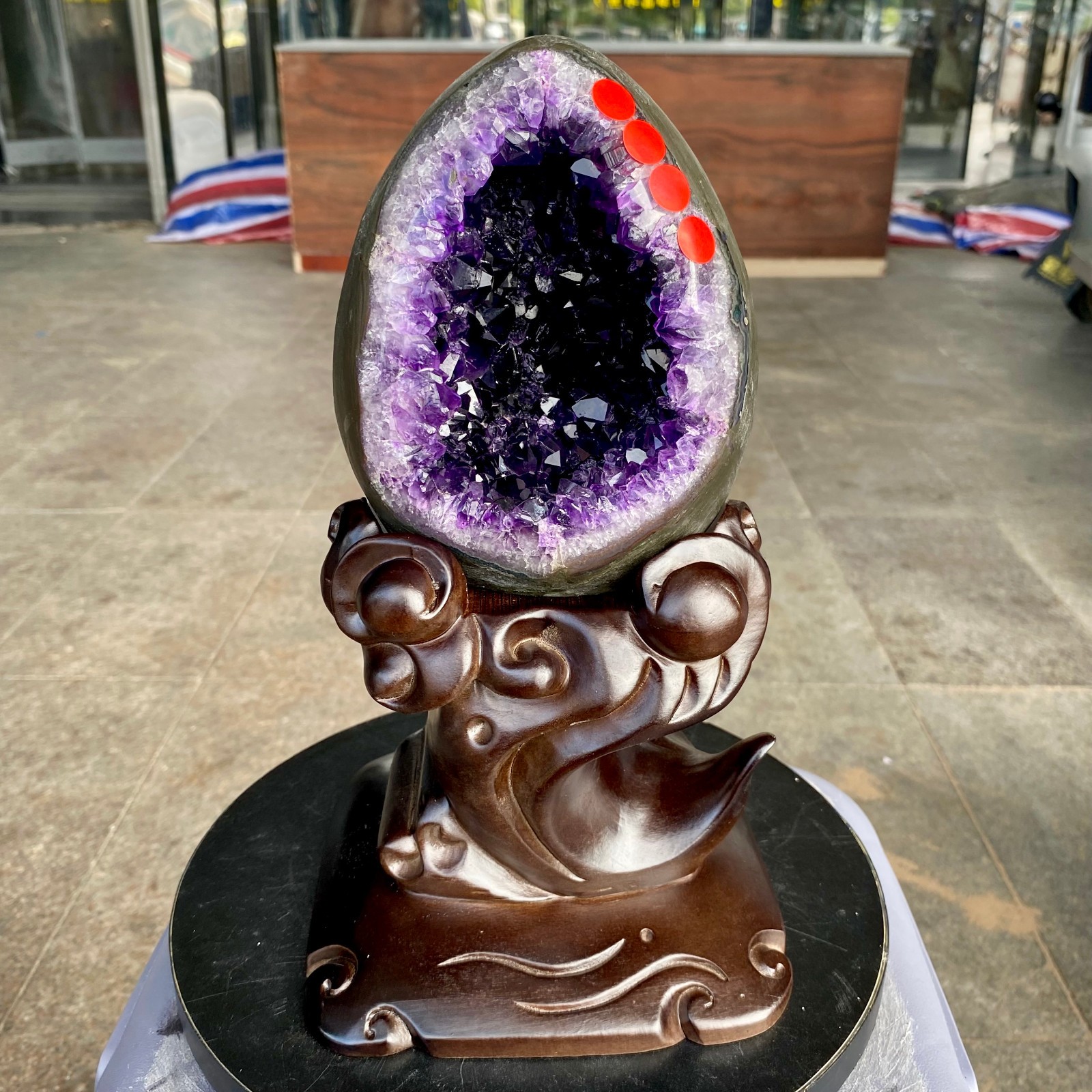 7.58LB High quality Natural Amethyst geode quartz crystal Dinosaur egg healing