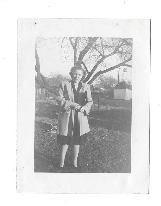 VTG B&W Found Photo Snapshot Pretty Fashionable Woman in Dress & Jacket Posing VTG B&W Found Photo Snapshot Pretty Fashionable Woman in Dress & Jacket Posing