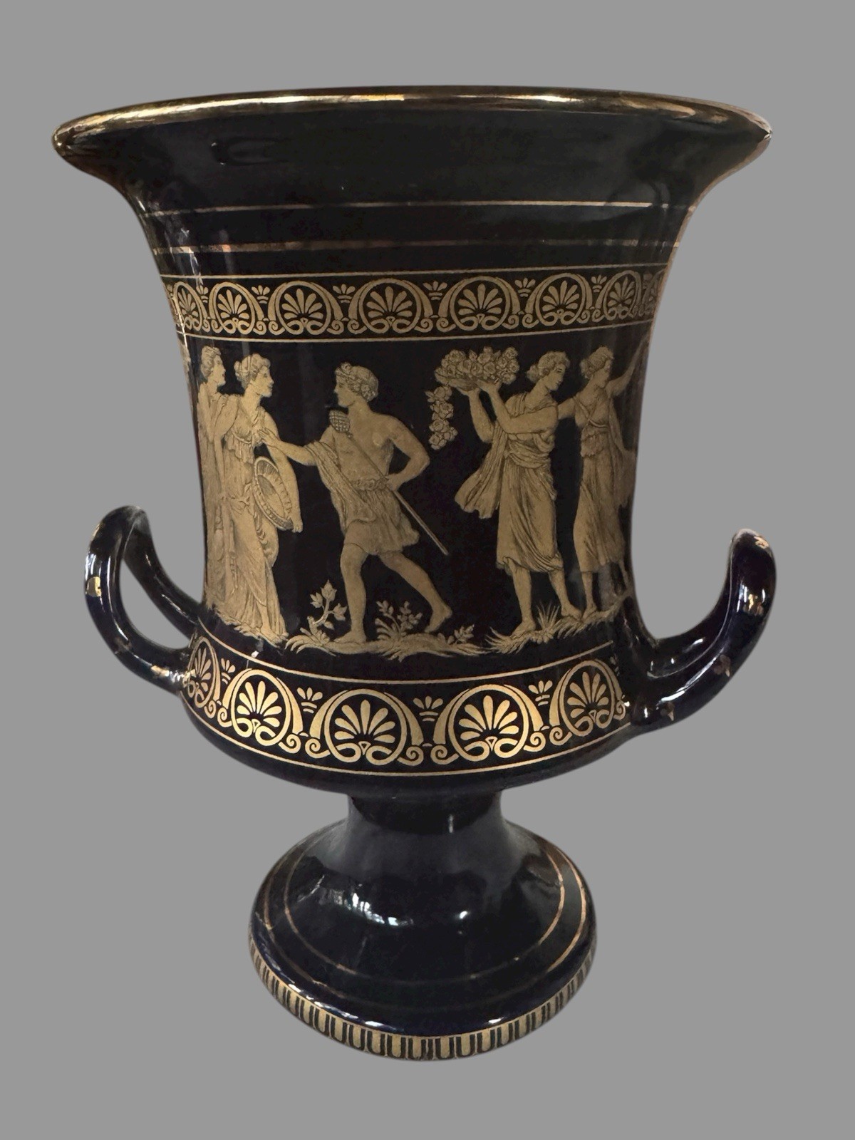 Vintage Spyropoulos Porcelain Double Handled Vase Decorated Grecian Figures IOB Vintage Spyropoulos Porcelain Double Handled Vase Decorated Grecian Figures IOB