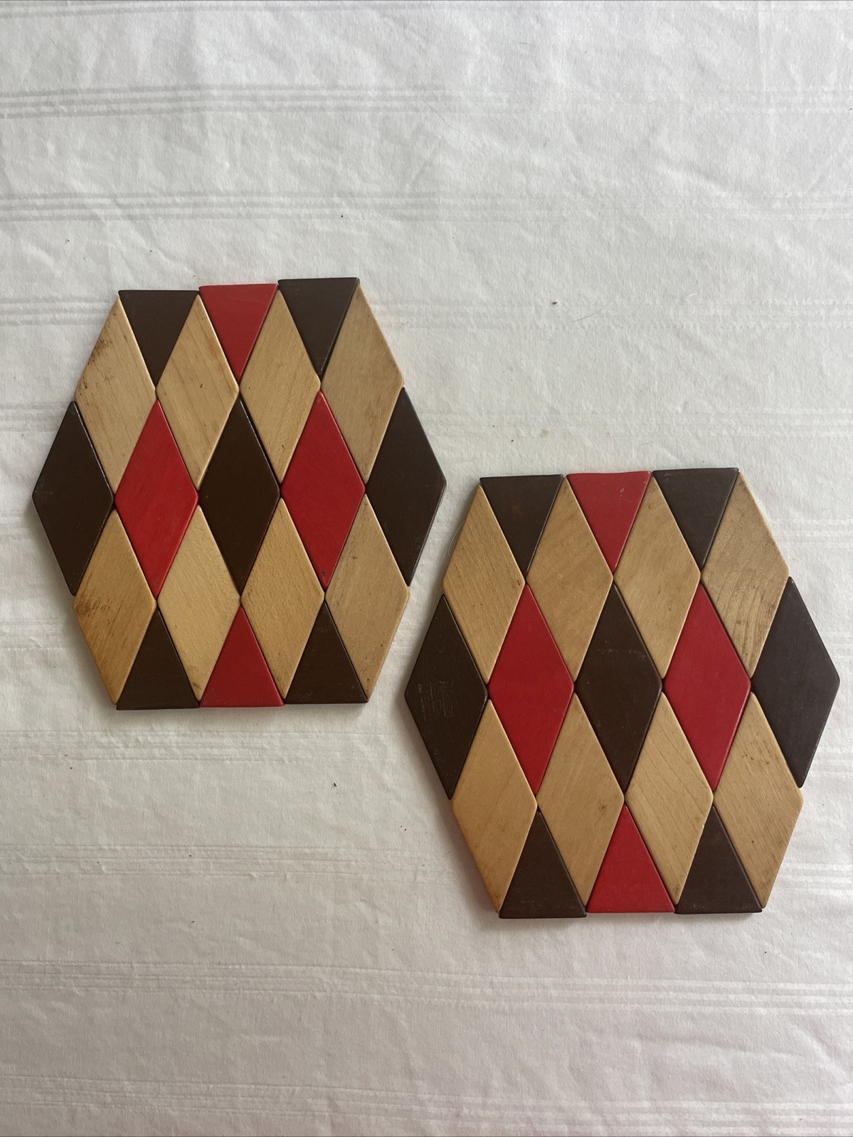 Vintage Wood Trivet Or Hot pad, Made In Western Germany Threaded Together