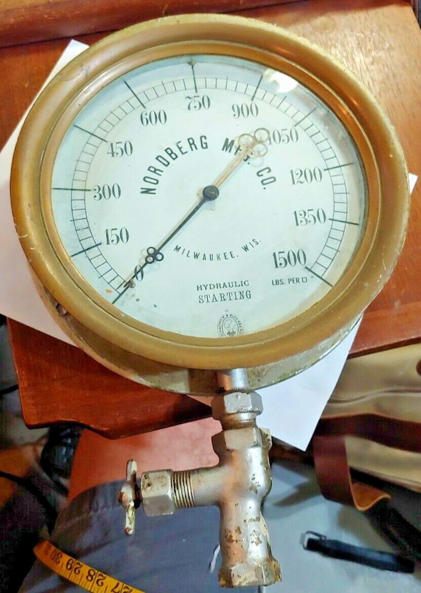 Vintage to Antique Nordberg MFG.CO. Hydraulic Starting Gauge 500 LBS SQ \