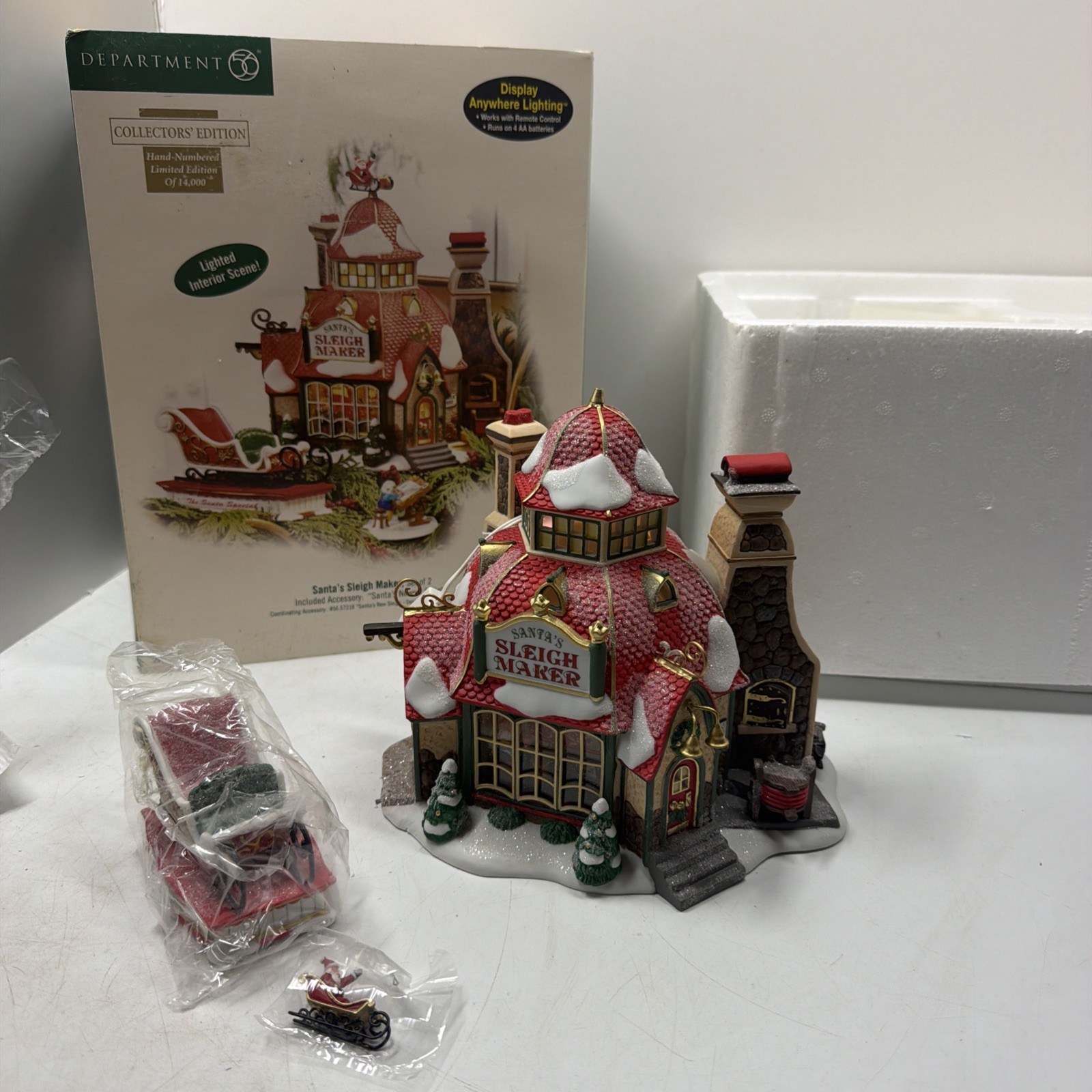 Dept 56 North Pole Series Santa\'s Sleigh Maker Ser Of 2 #56950 Limited Ed w/Box