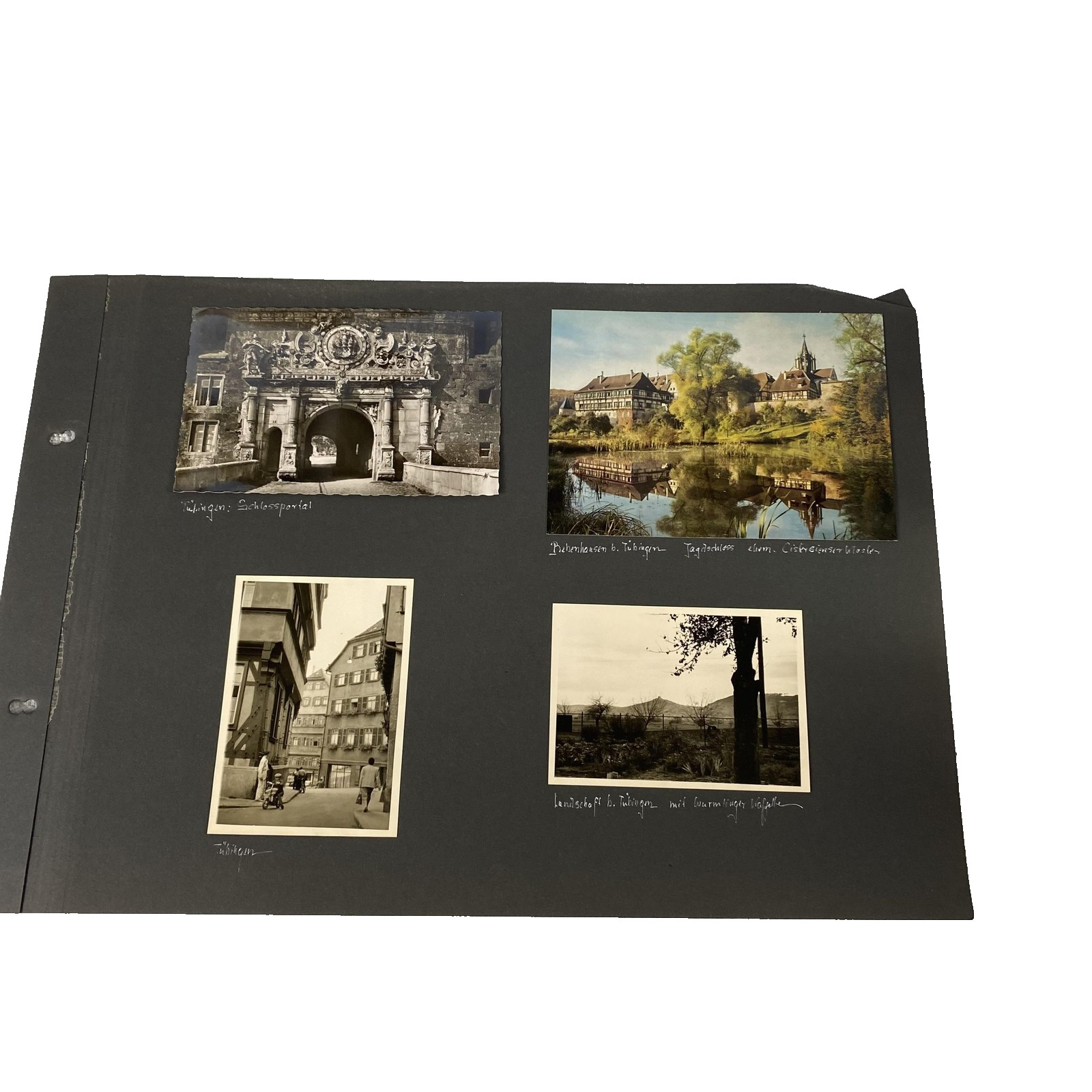 Vintage Tübingen Germany Scrapbook Page B&W Photos Postcard Hohenzollern Castle