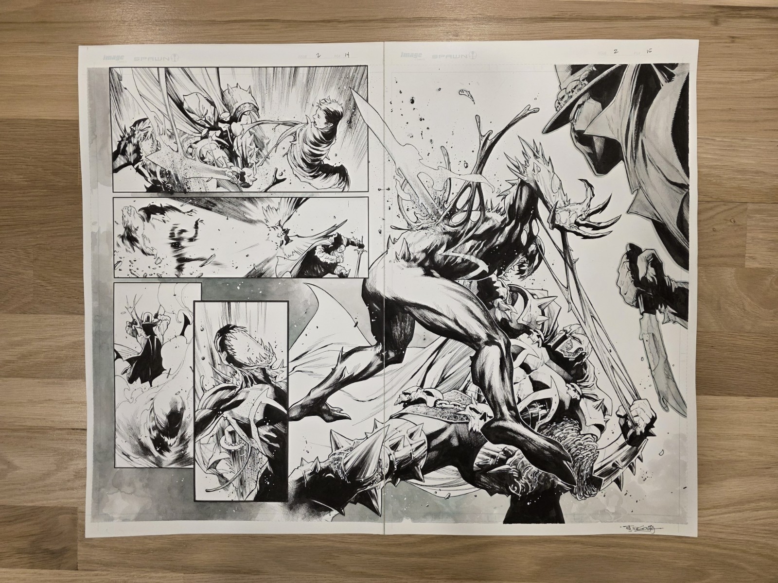 Stephen Segovia Spawn ORIGINAL COMIC ART DPS Scorched Issue 2 Pages 14-15 