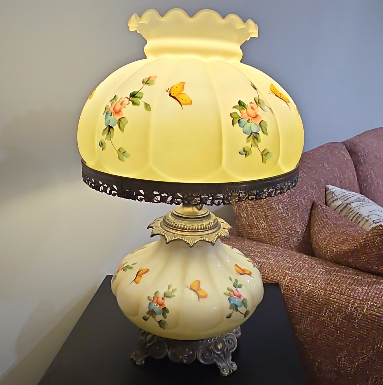 Vintage 3 Way Hurricane Gone With The Wind Electric Parlor Table Lamp WORKS Vintage 3 Way Hurricane Gone With The Wind Electric Parlor Table Lamp WORKS