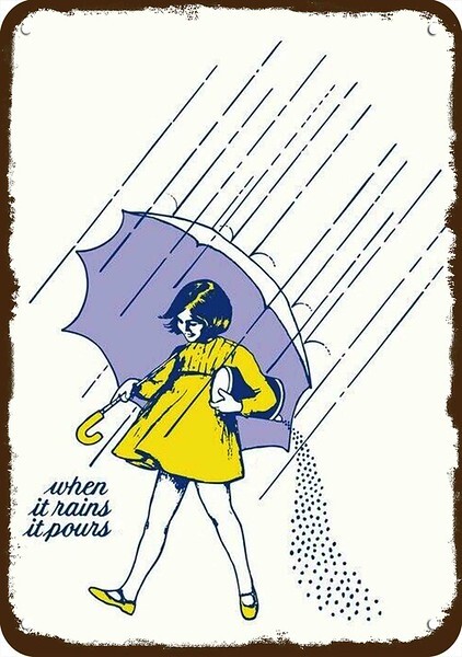1968 MORTON\'S SALT Girl Rain Umbrella Vintage-Look DECORATIVE REPLICA METAL SIGN 1968 MORTON\'S SALT Girl Rain Umbrella Vintage-Look DECORATIVE REPLICA METAL SIGN