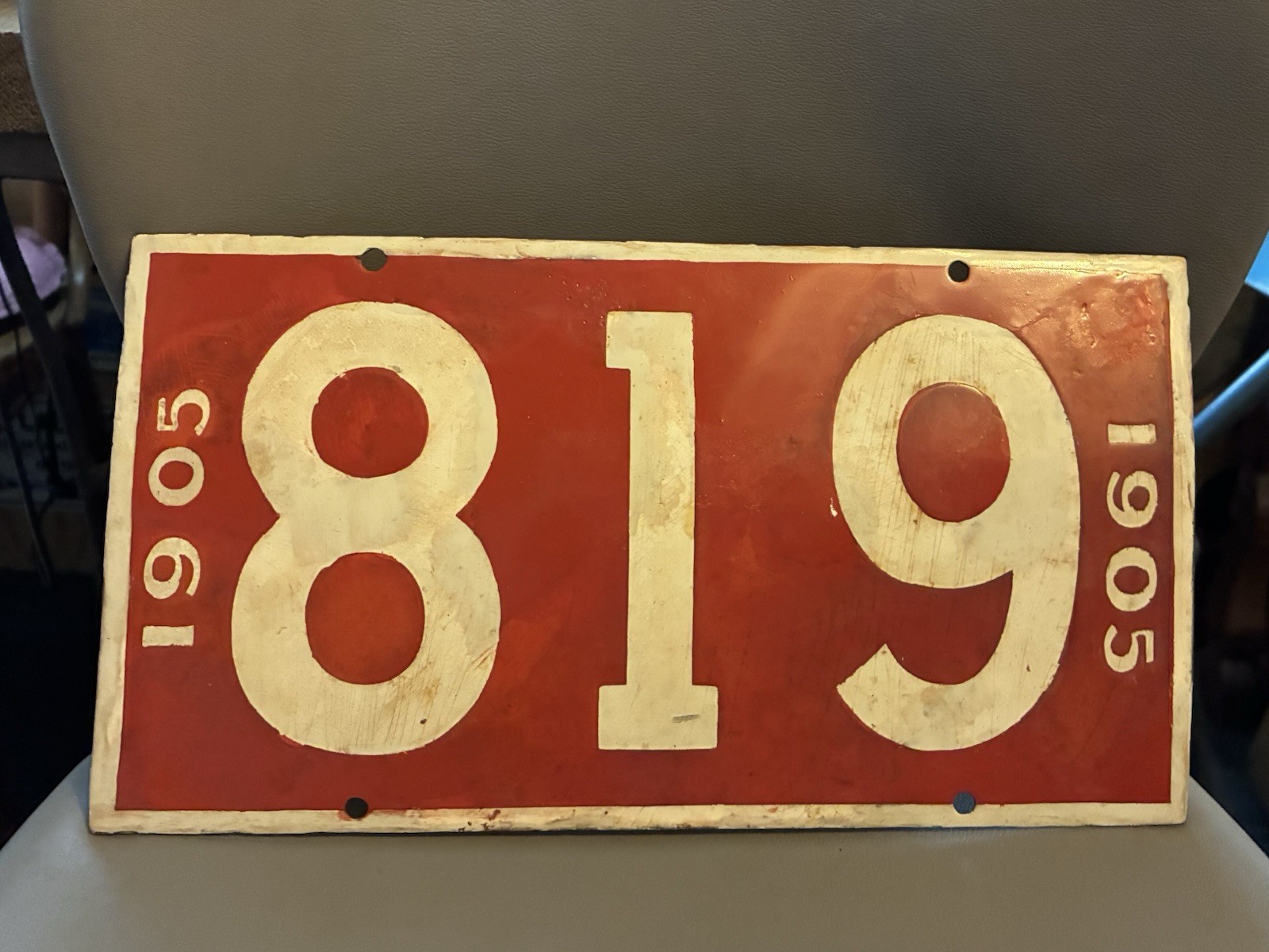 Vintage 1905 St. Louis Missouri Porcelain License Plate Tag Prestate #819 Vintage 1905 St. Louis Missouri Porcelain License Plate Tag Prestate #819