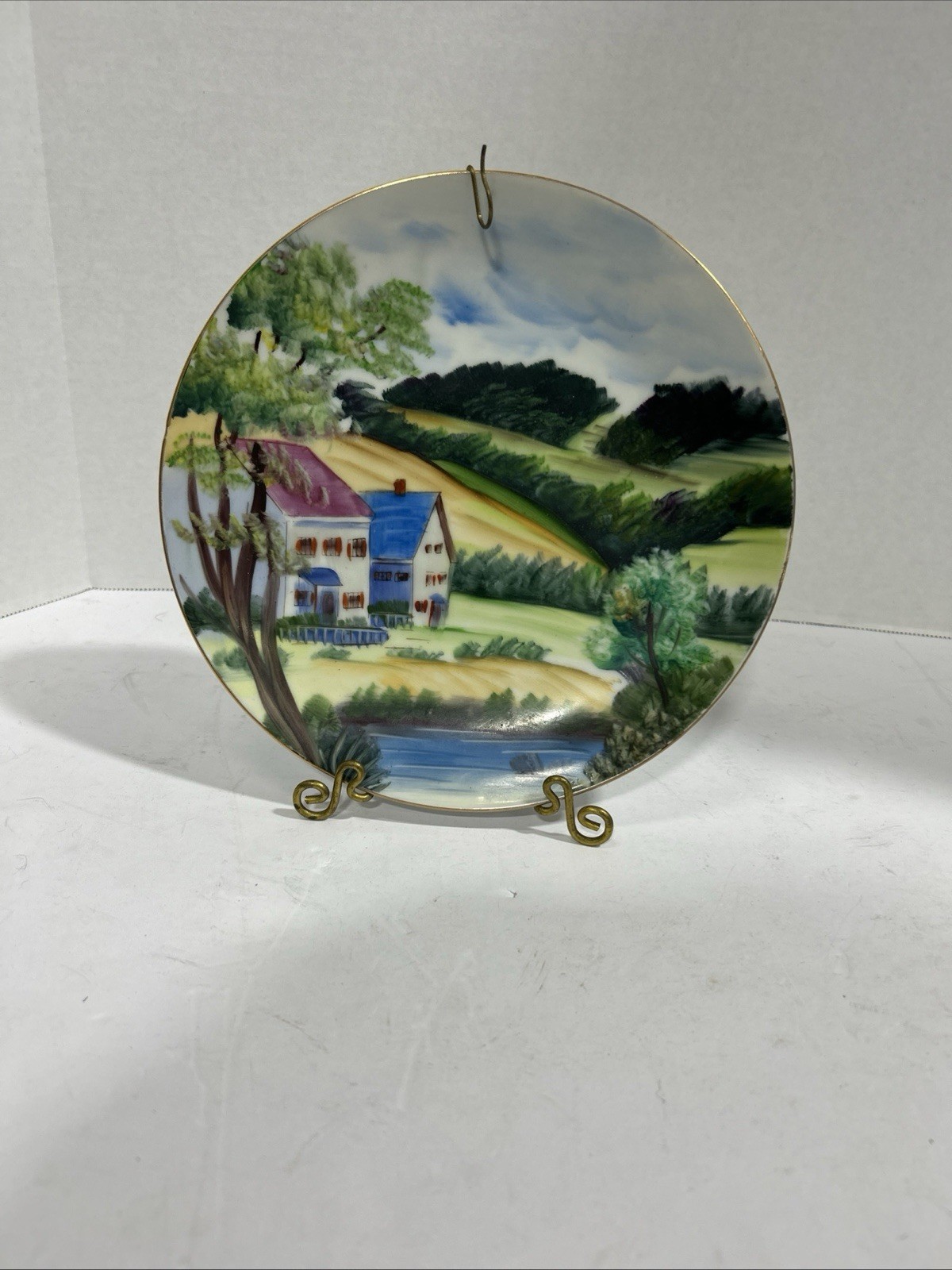 Rosetti Japan Painted Plate With Display Stand 8 Inch Plate Rosetti Japan Painted Plate With Display Stand 8 Inch Plate