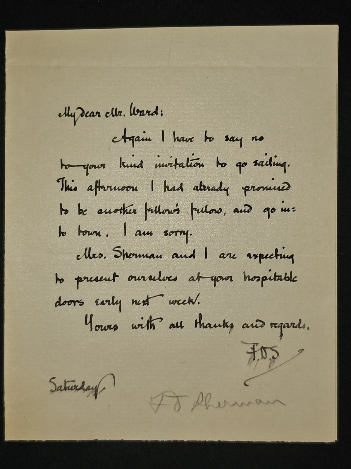 1890s Poet F.D. Sherman Autograph Letter Signed to Author Herbert D. Ward ALS