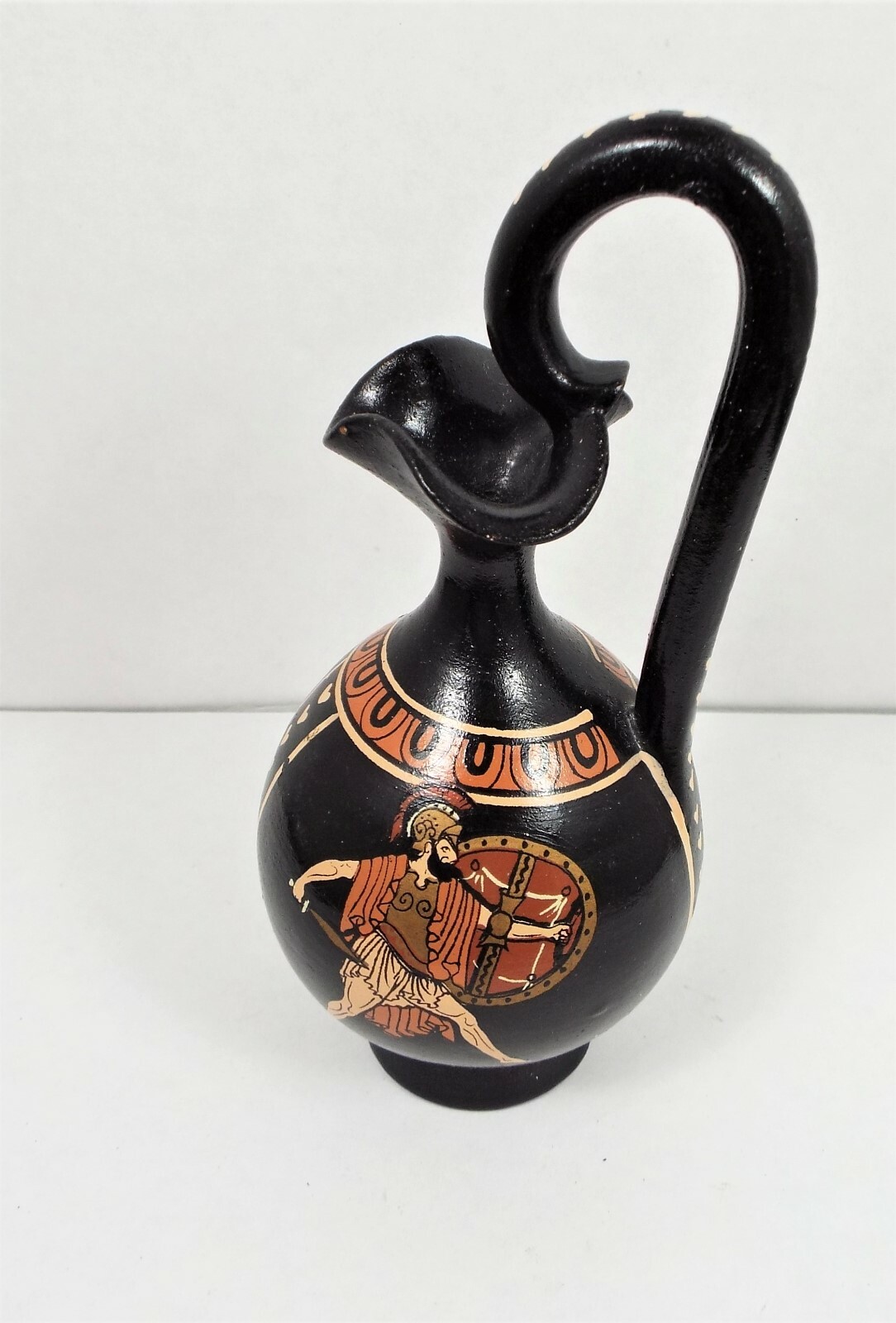 Greek Terra Cotta Menelnos Douris Vase Hand Painted and Signed By D.Vassilopous