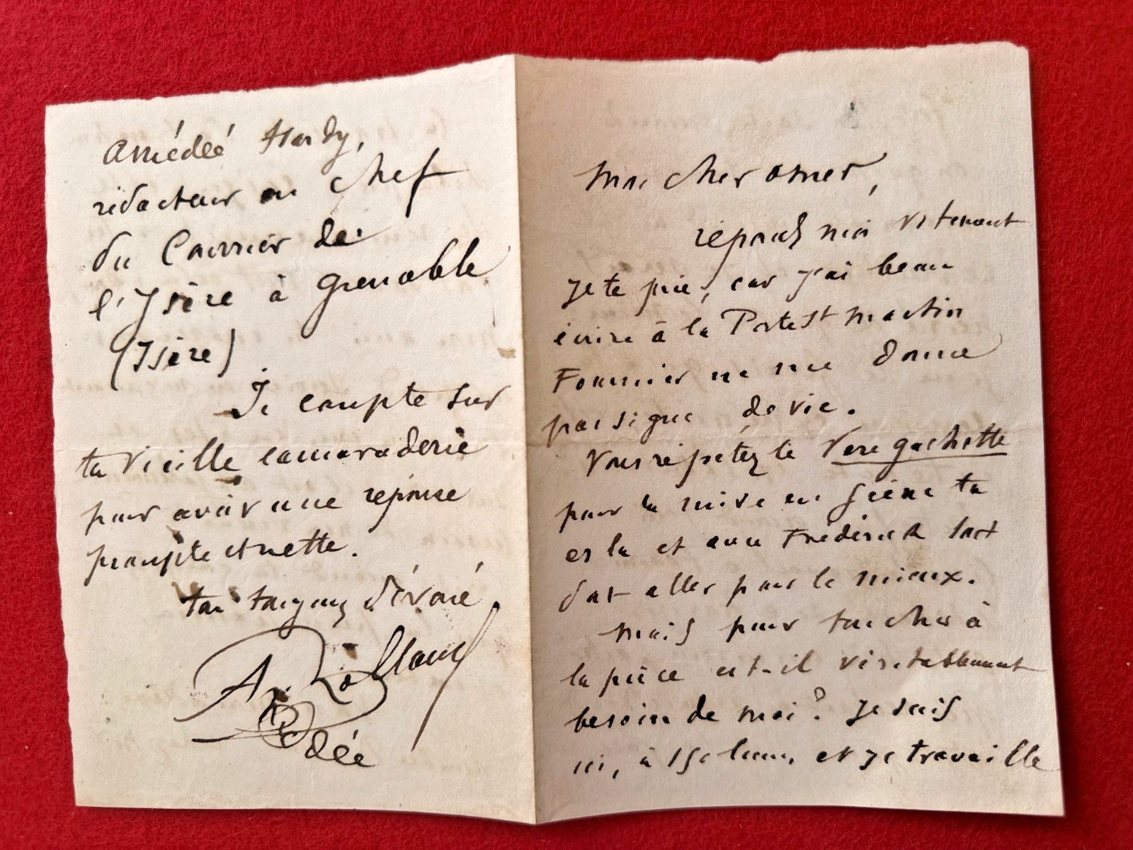 DI52-L.A.S-AMÉDÉE ROLLLAND-WRITER-JOURNALIST-PLAYWRITER-19th century