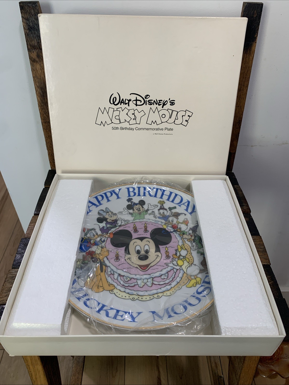 Vintage 1978 Walt Disney Mickey Mouse 50th Birthday Collector Plate w/ Box