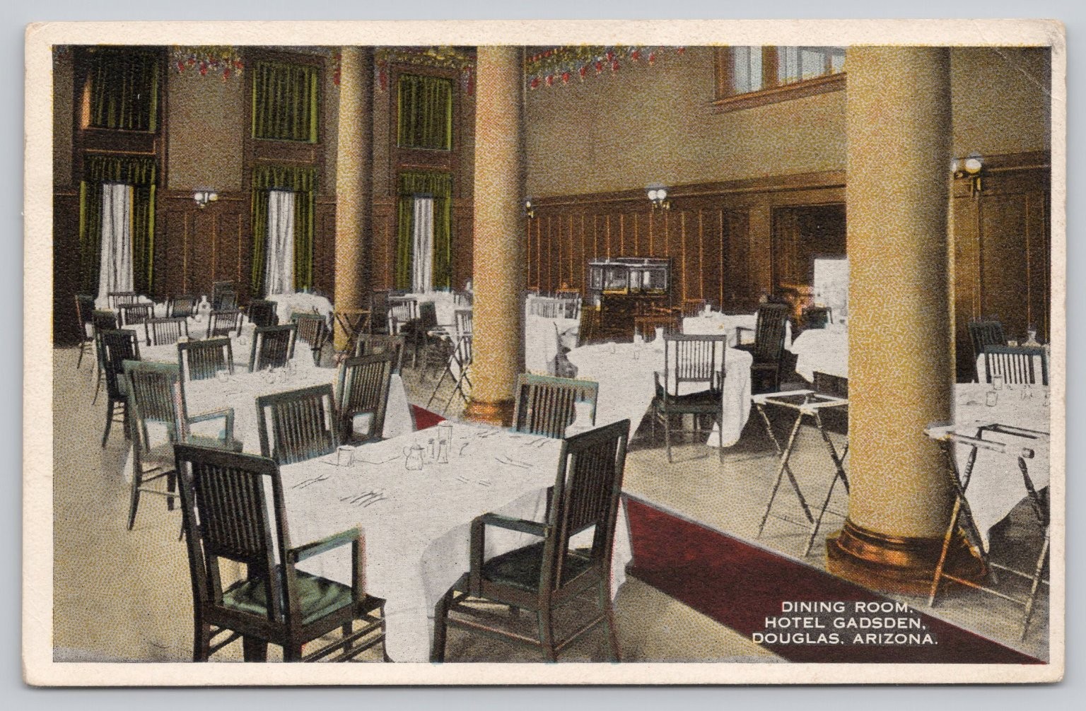 Hotel Gadsden Dining Room Douglas Arizona Postcard c1919-1925 Commercialchrome