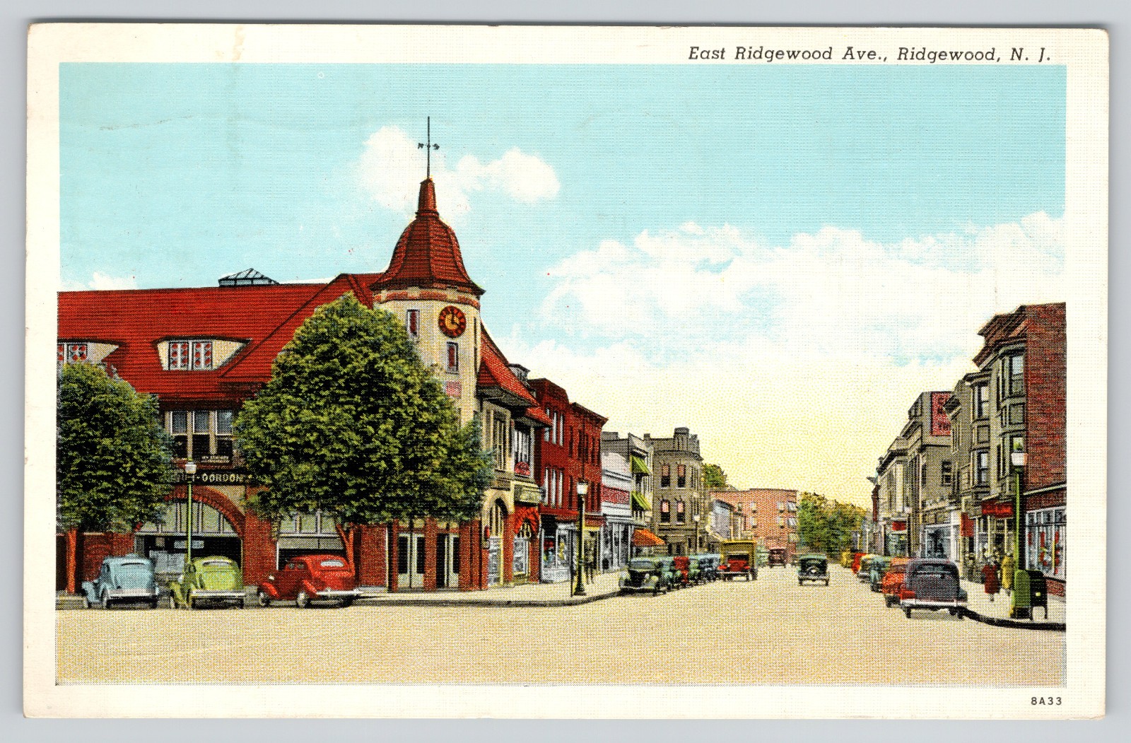 Ridgewood NJ Postcard East Ridgewood Ave Street View New Jersey 1938 Posted Ridgewood NJ Postcard East Ridgewood Ave Street View New Jersey 1938 Posted
