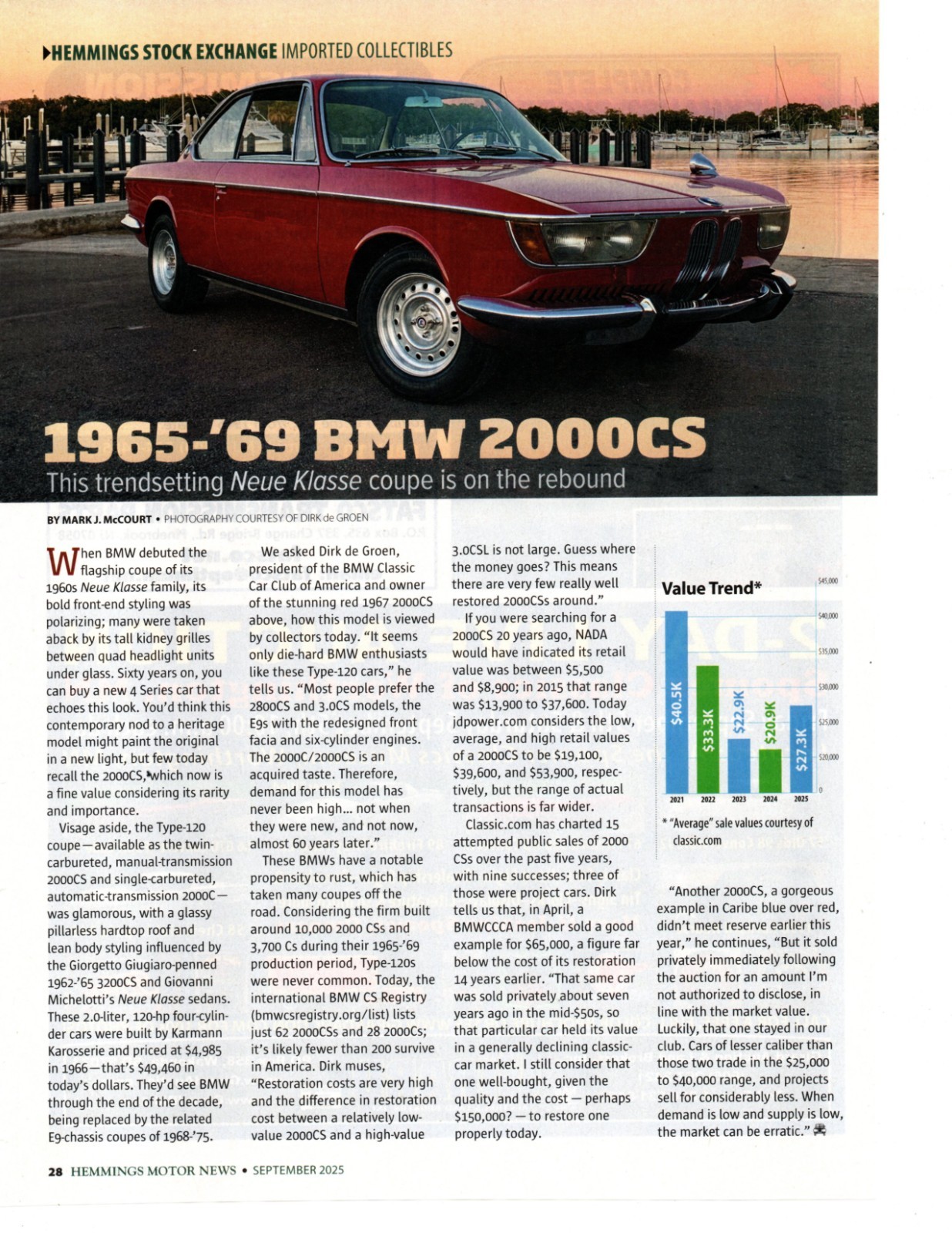 1965-1969 BMW 2000 CS ~ NICE IMPORTED COLLECTIBLES ARTICLE / AD