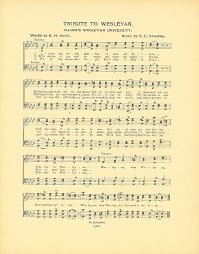 ILLINOIS WESLEYAN UNIVERSITY Original Antique Song Sheet c 1903 \