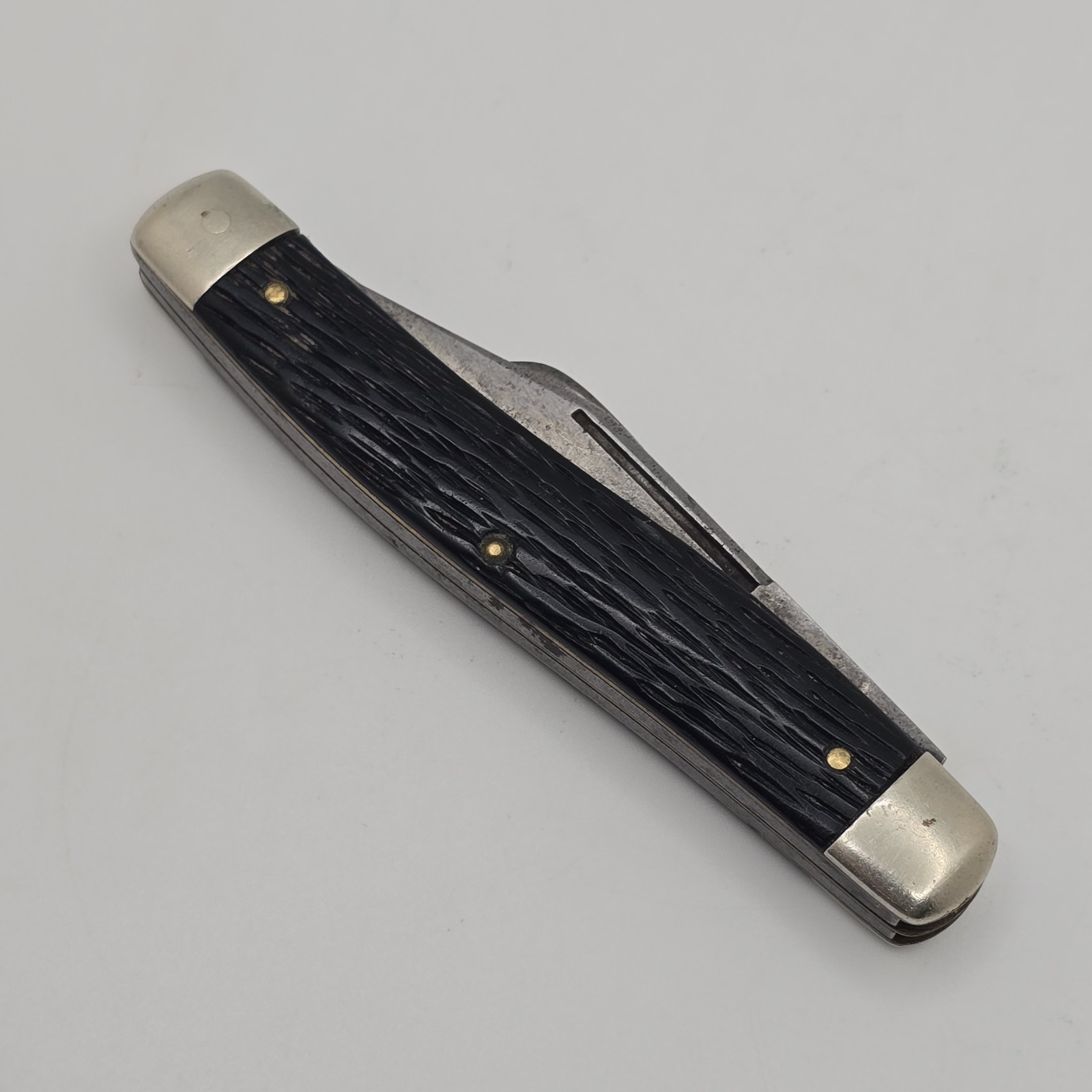 Vintage Schrade Walden NY Pocketknife Late 1940s Three Blade Knife Black USA