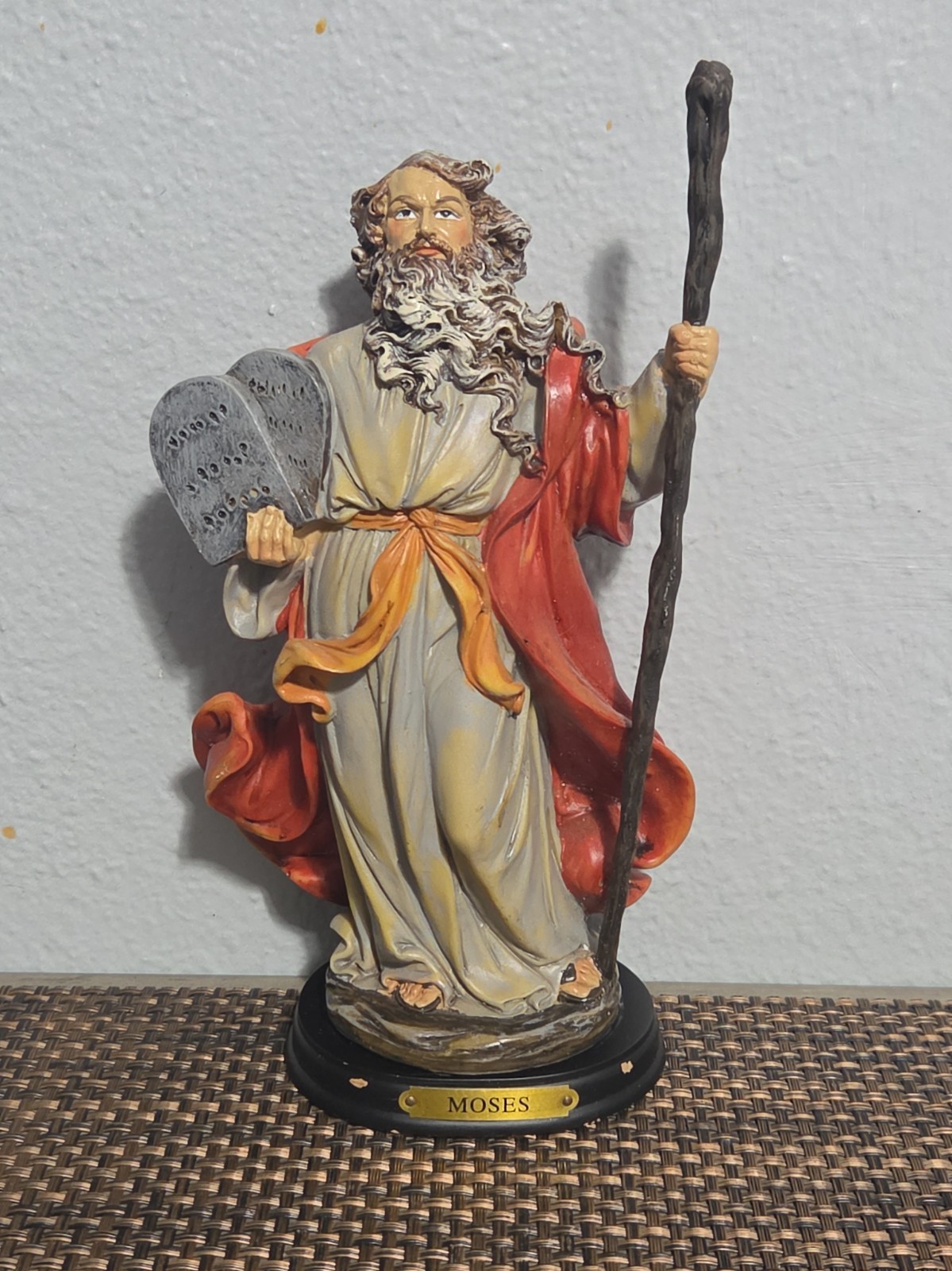 EBROS MOSES HOLDING STAFF & TEN COMMANDMENTS TABLETS STATUE \