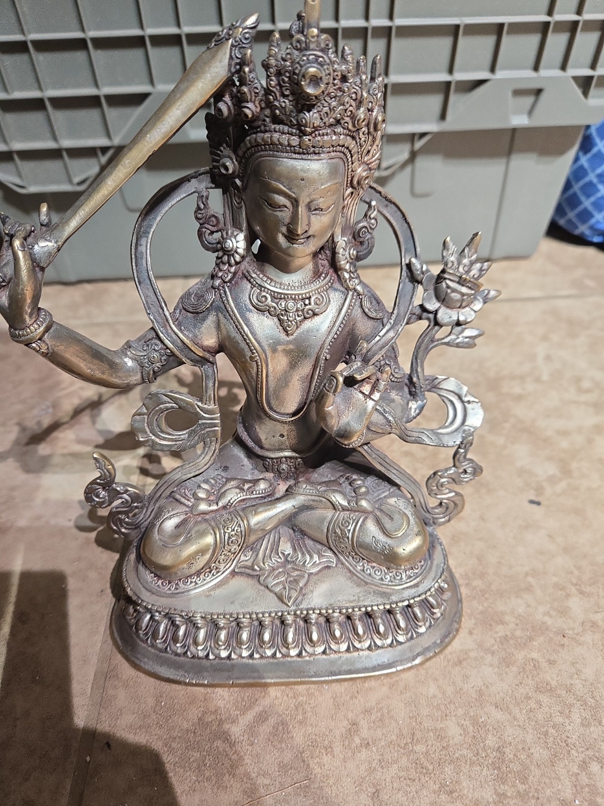 Silver ANTIQUE Buddhist STATUE OF MANJUSHRI