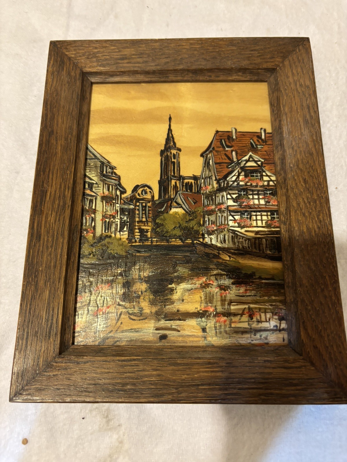 Vintage Strasbourg France Carved Hand Painted Wood Art Possible F Raugel