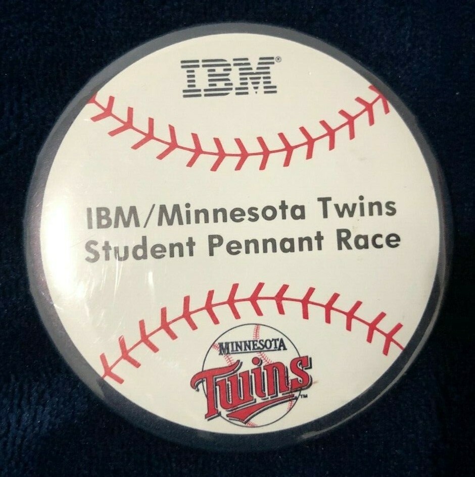 1987 Minnesota Twins IBM Student Pennant Race Pin-back Button 3 inches