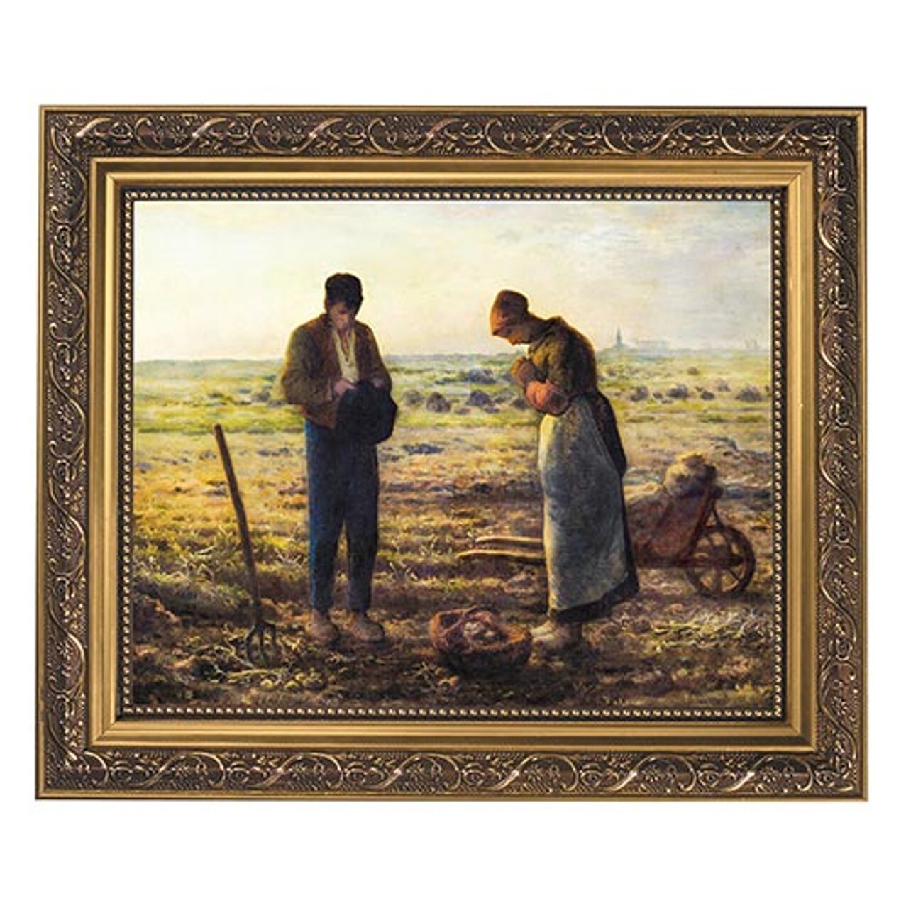 #Millet: The Angelus Framed Print Under Glass With Gold Finish Frame, 12.5\