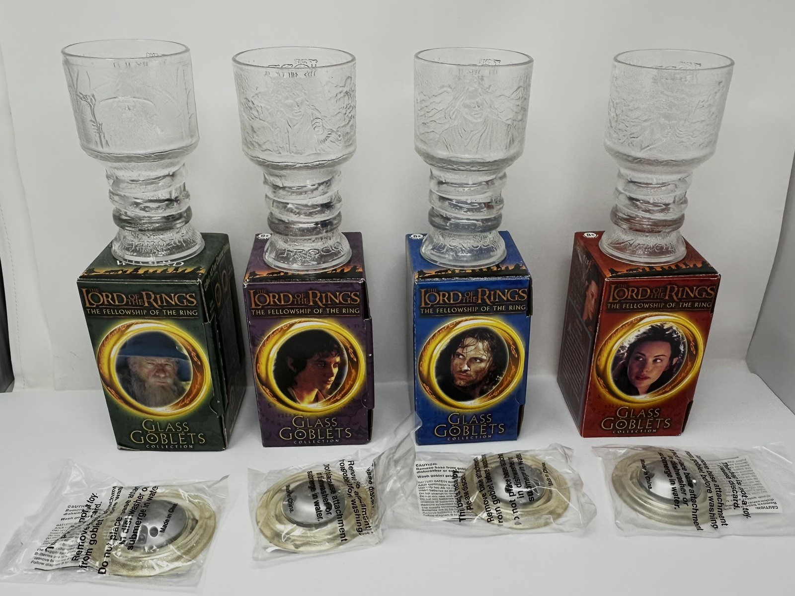 VINTAGE Lord of the Rings Glass Goblet Set Burger King 2001 