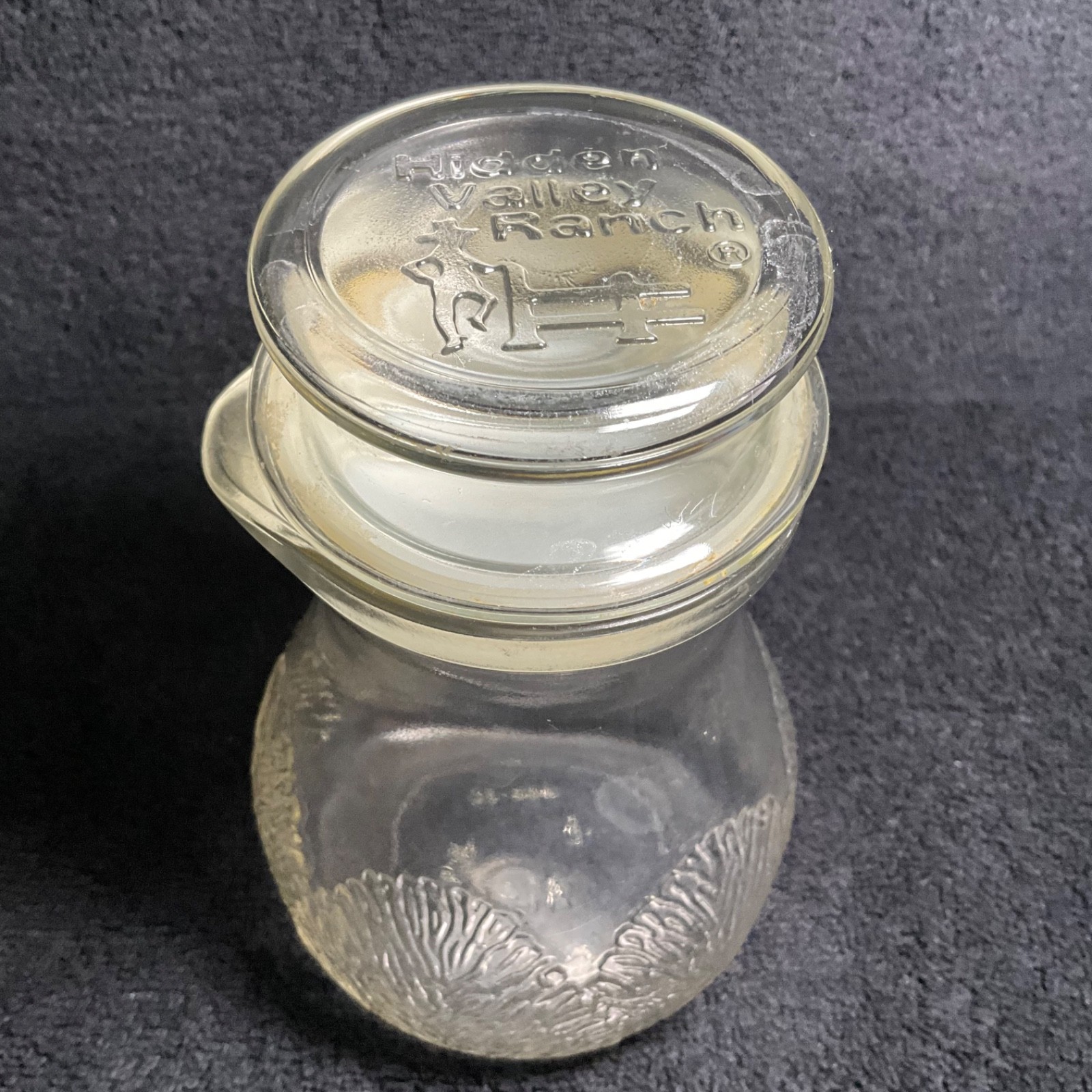 Vintage Hidden Valley Ranch Salad Dressing Glass Shaker w/ Lid Jar Carafe Bottle