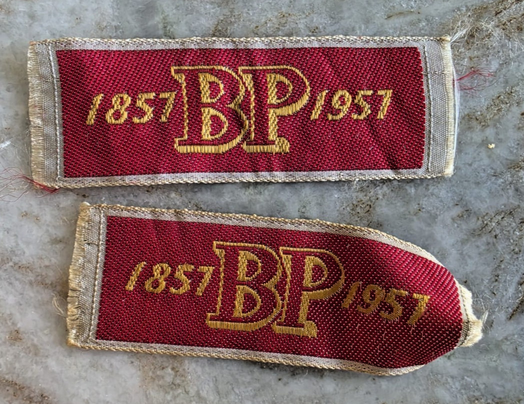 2 Vintage 1857 1957 BSA Baden Powell Boy Scout Uniform Strip Patch BP Centennial 2 Vintage 1857 1957 BSA Baden Powell Boy Scout Uniform Strip Patch BP Centennial