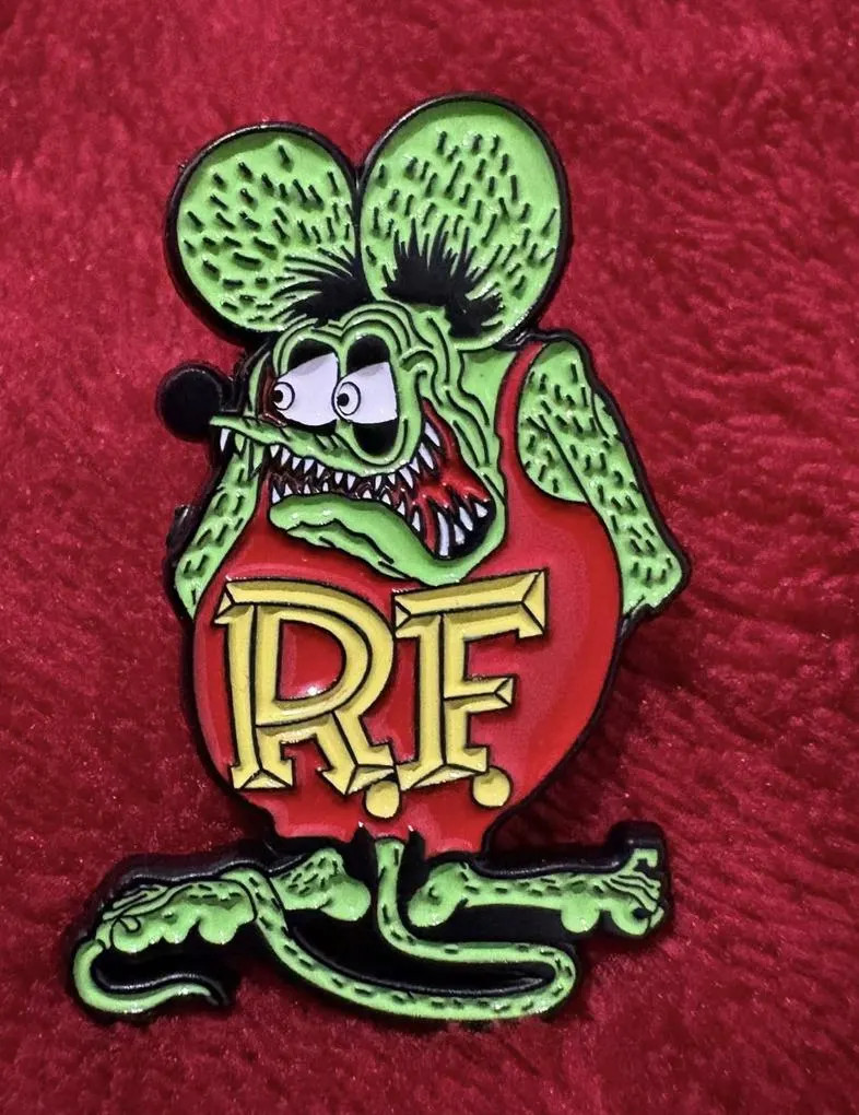 RAT FINK enamel pin - green rat mouse hot rod -  