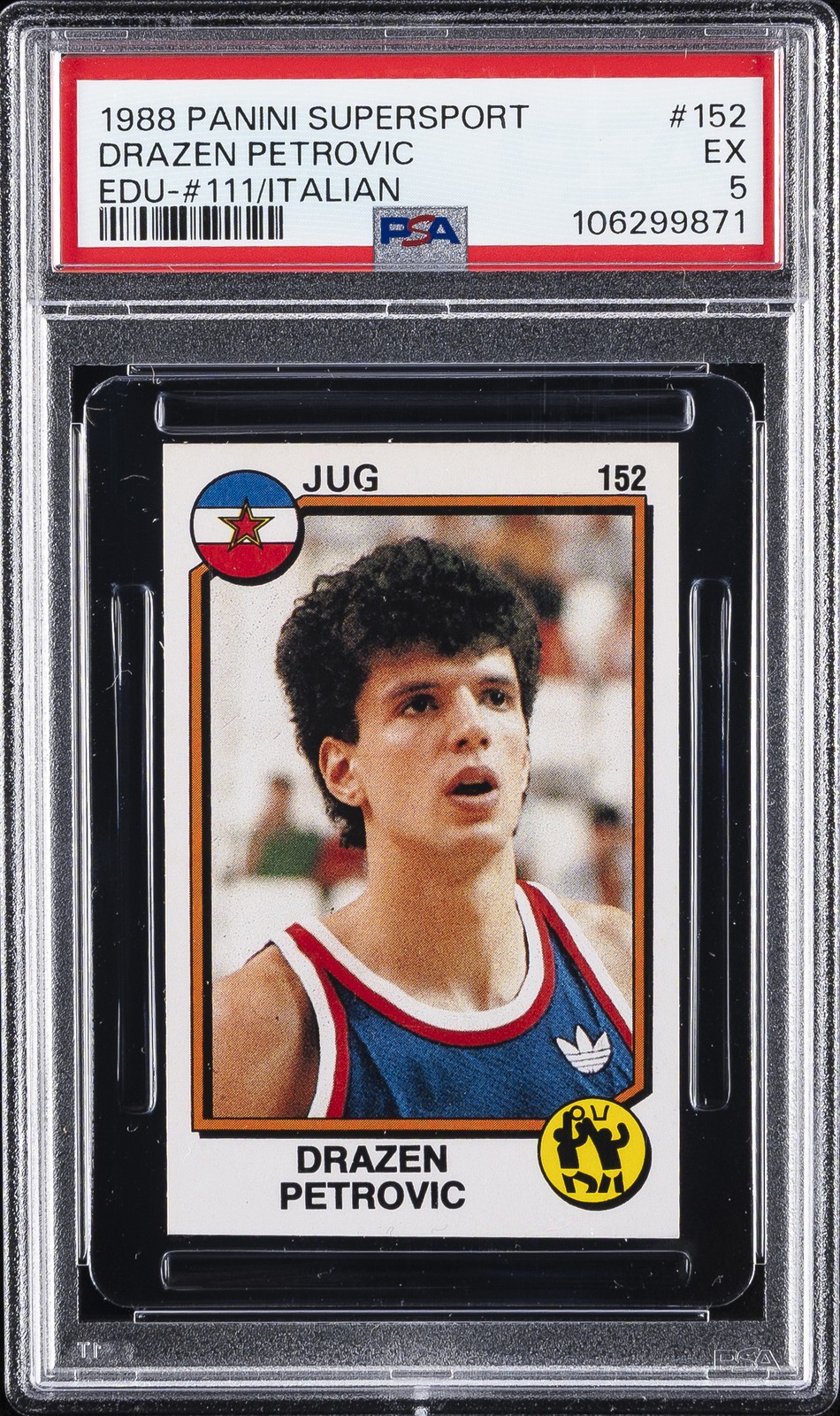 1988 PANINI SUPERSPORT ITALIAN EDU-#111 #152 DRAZEN PETROVIC PSA 5