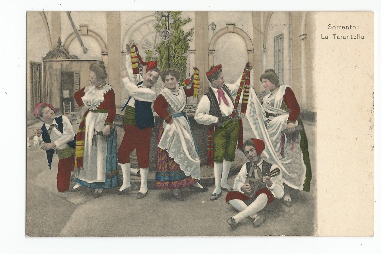 Postcard: La Tarantella, Sorrento, Italy; dance, musician