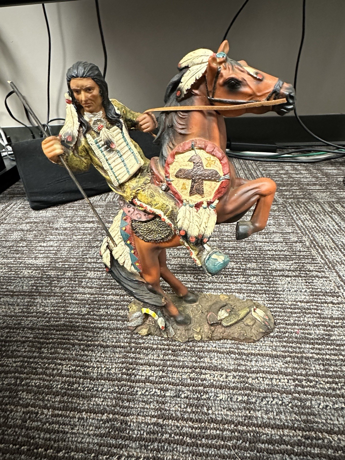 Indian Warrior On A Horse With Spear And Shield