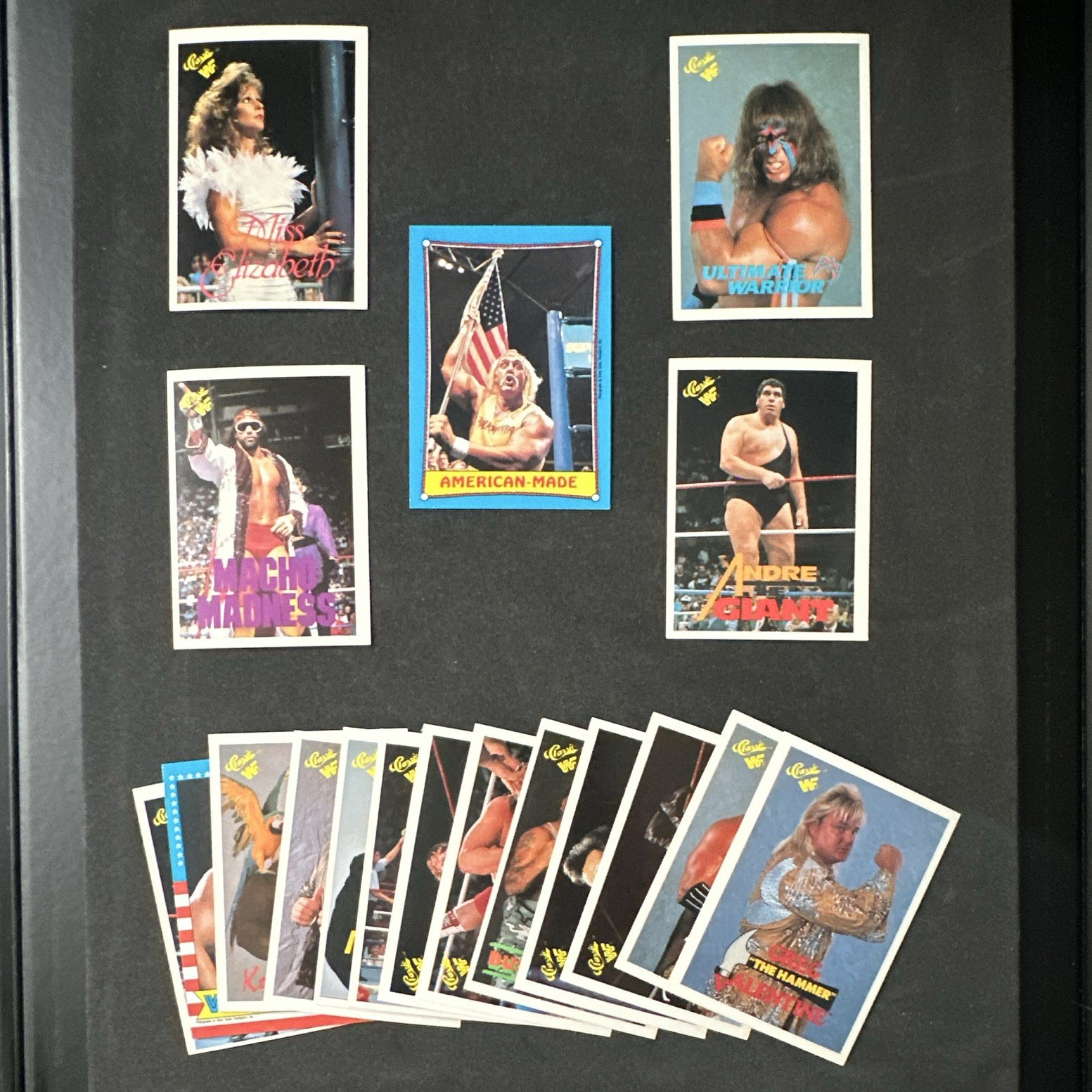 (D) 1987 1989 1990 Classic WWF Trading Card Lot of 18 Cards: Hulk Hogan & faves