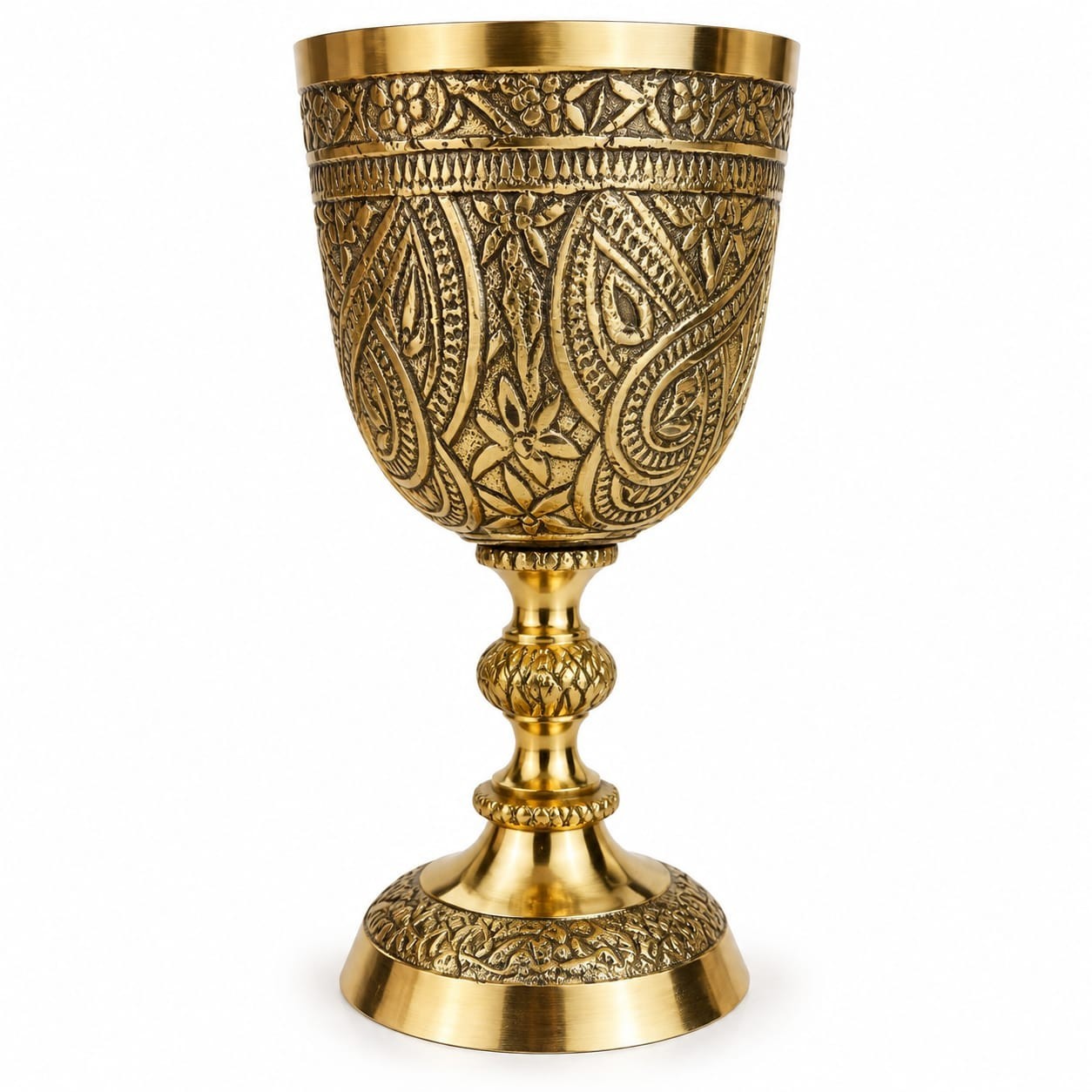 Brass Chalice Goblet For Communion Cup Handmade Embossed Wine Chalice Goblet