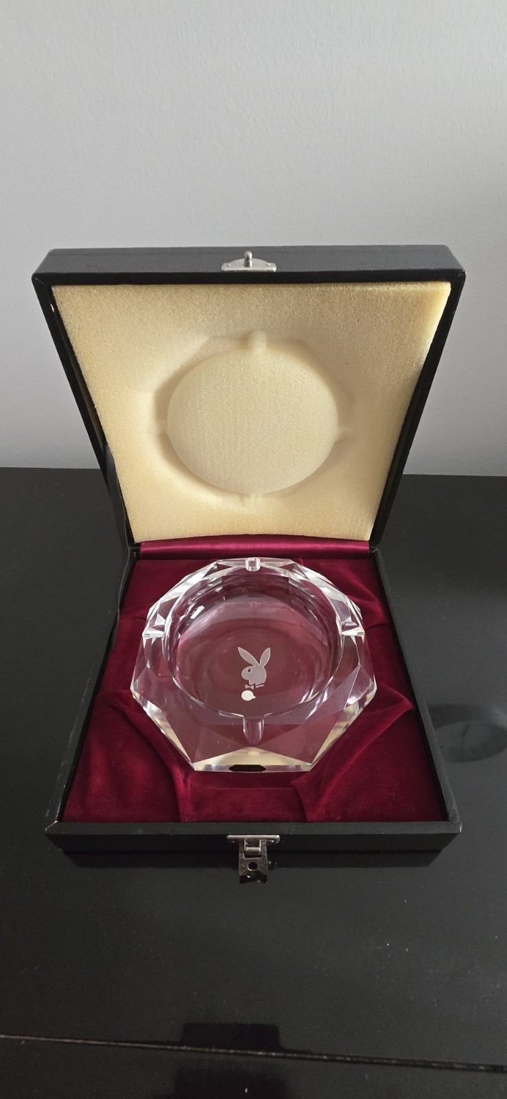 Vintage Mid Century Japan Post House PlayBoy Hand Cut Crystal Ash Tray
